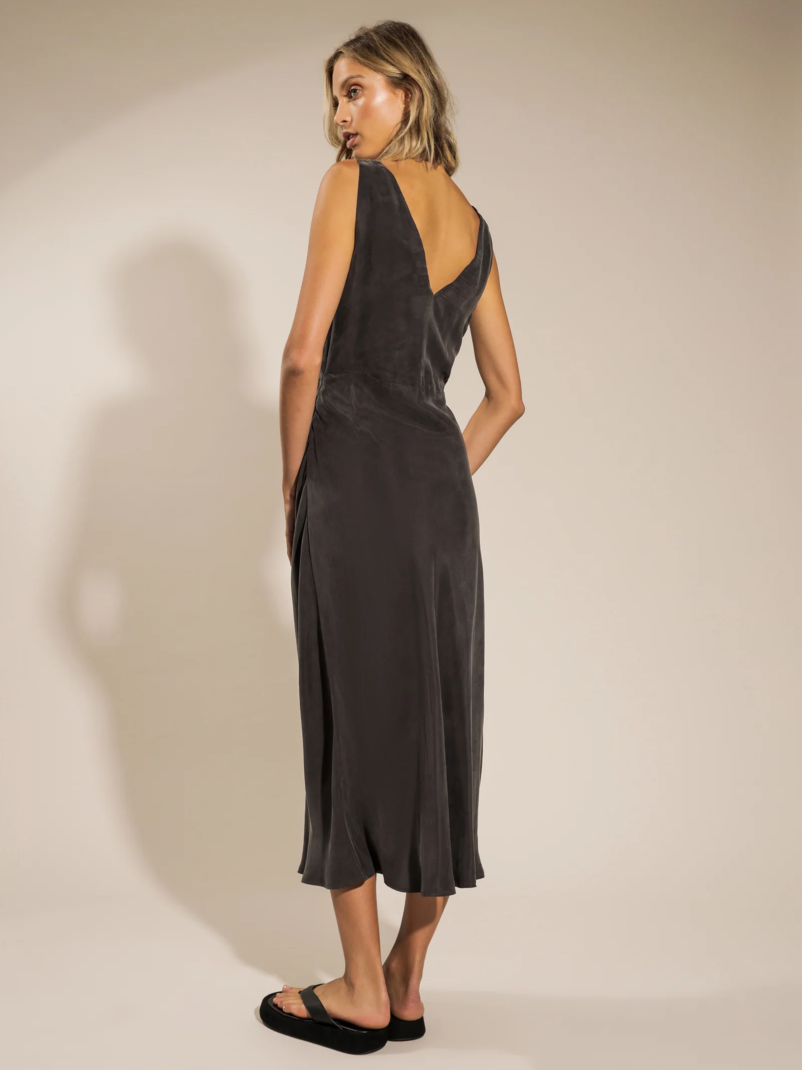 Reese Cupro V Neck Midi Dress - Image 6