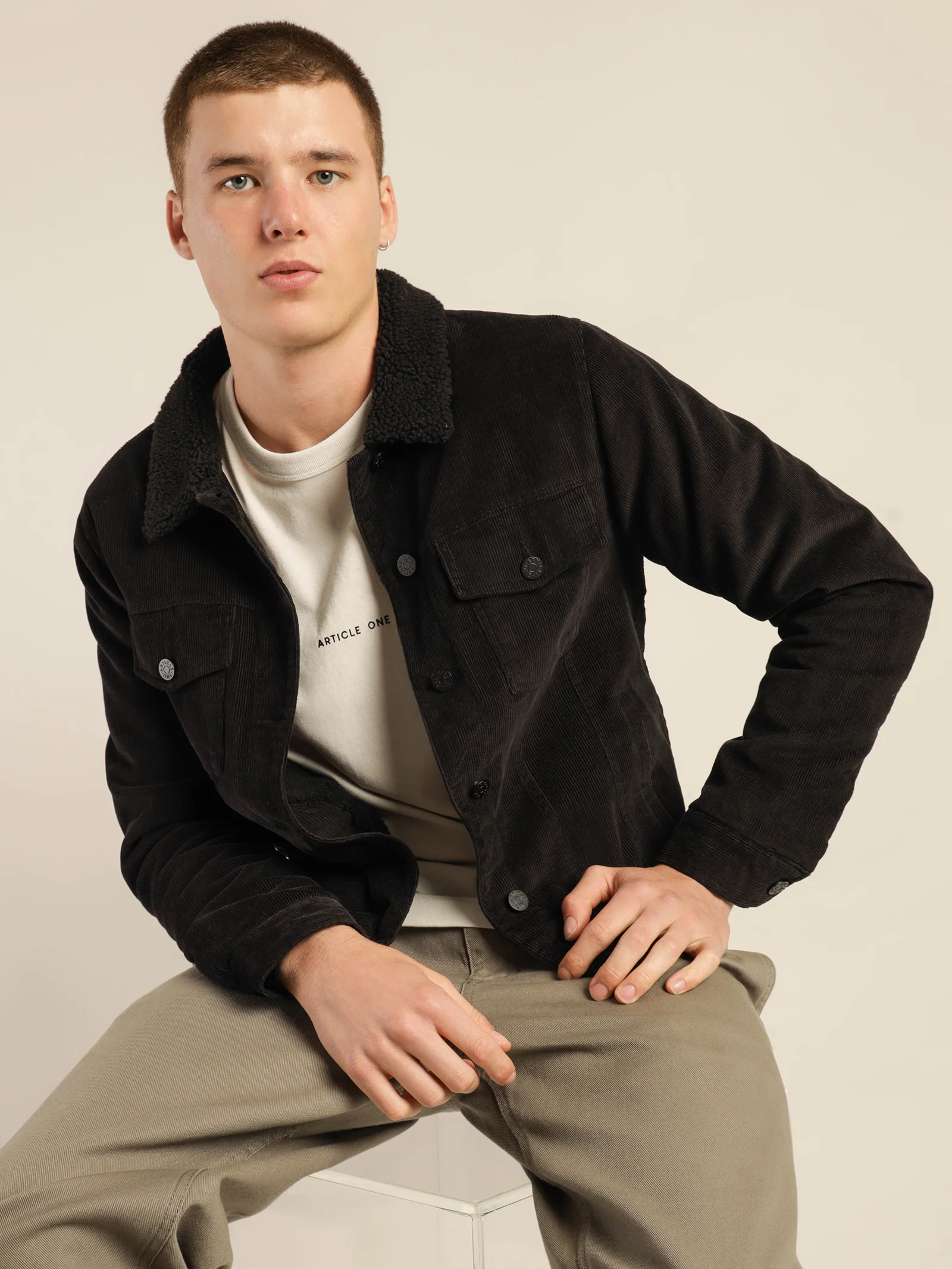 Rehan Cord Sherpa Jacket - Image 2