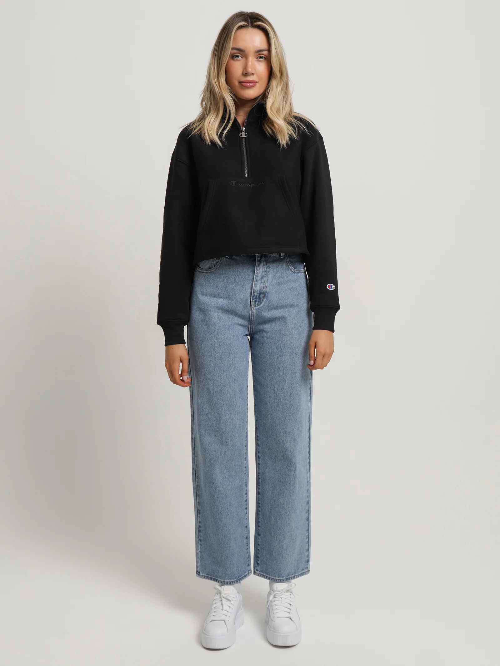 Reverse Weave Half Zip Pullover - Image 2