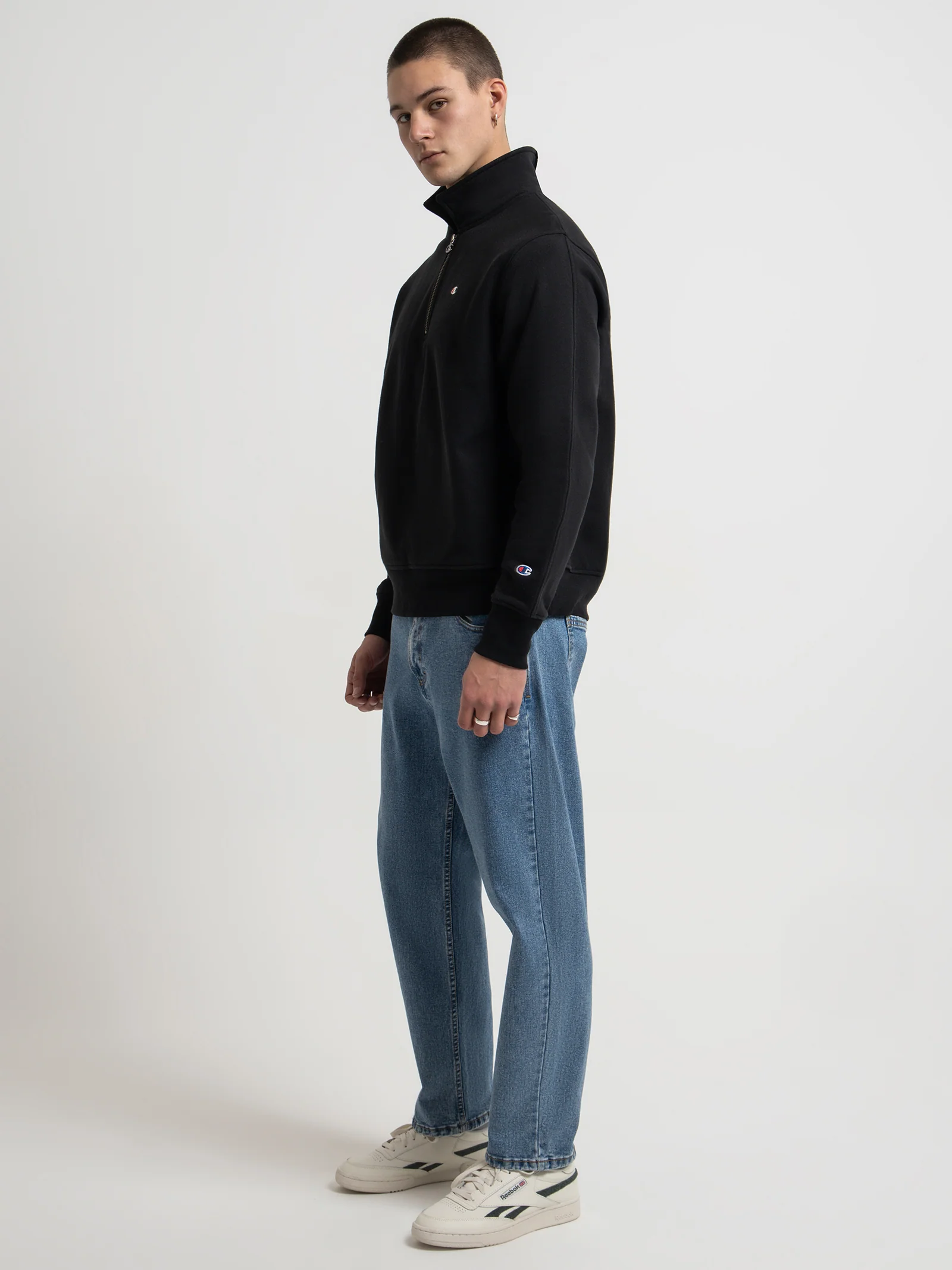 Reverse Weave Level Up Collared Quarter-Zip Crew - Image 4