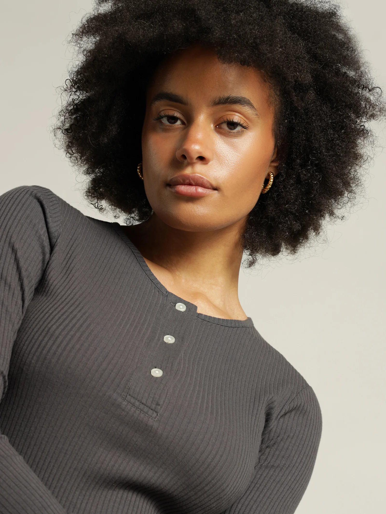 Ribbed Long Sleeve Lounge T-Shirt - Image 3