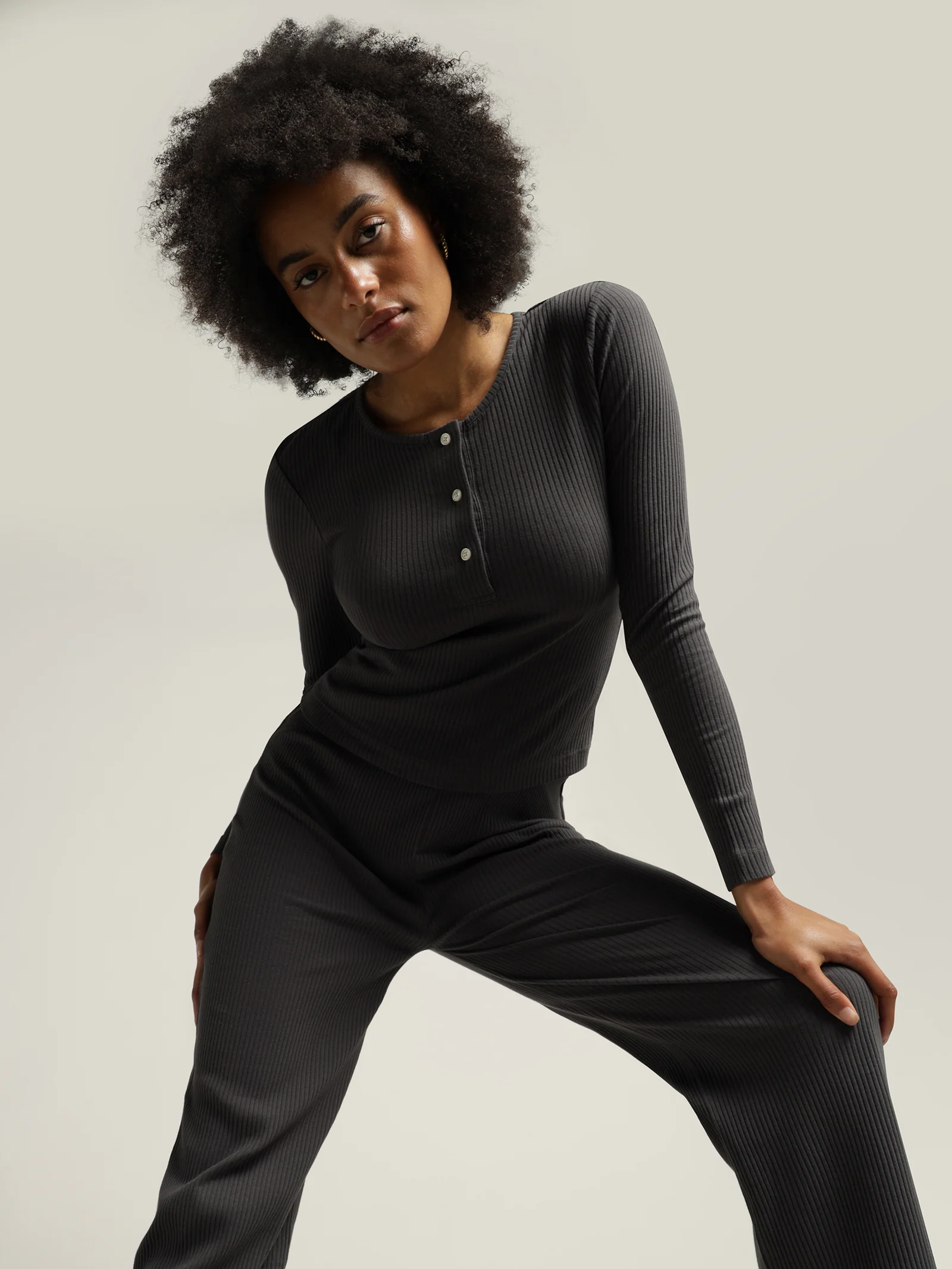 Ribbed Long Sleeve Lounge T-Shirt - Image 4