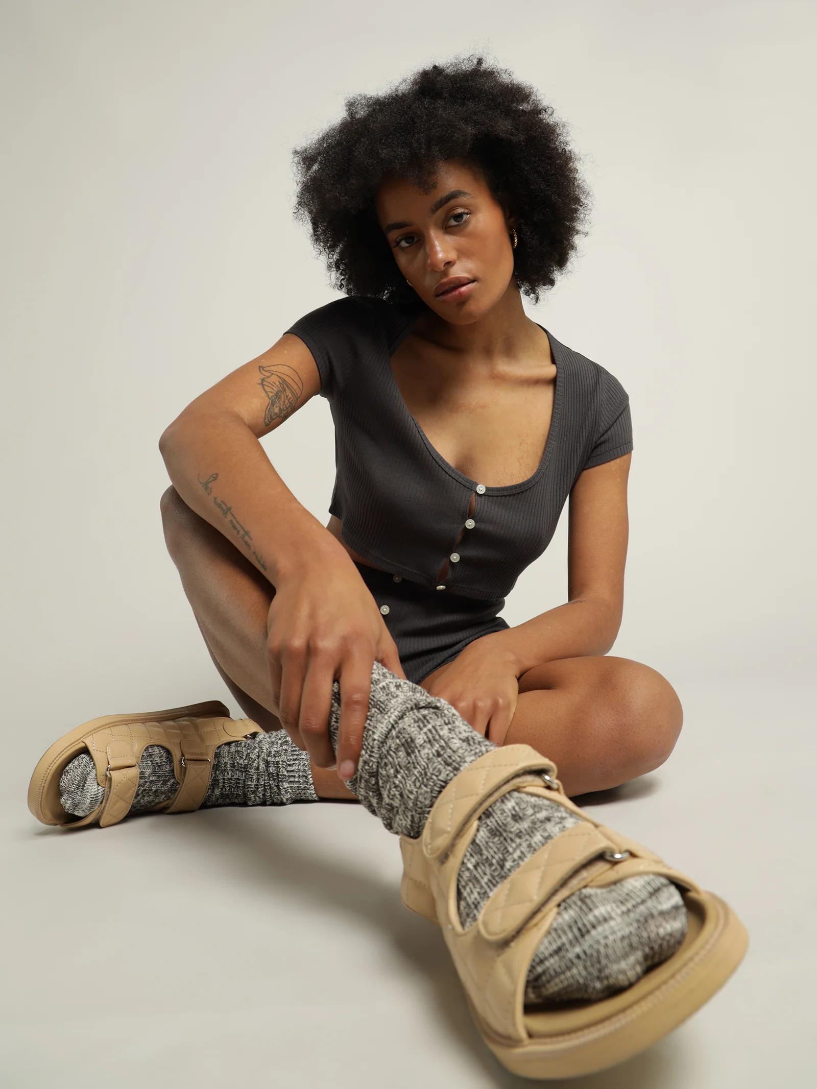 Ribbed Lounge Button T-Shirt - Image 2
