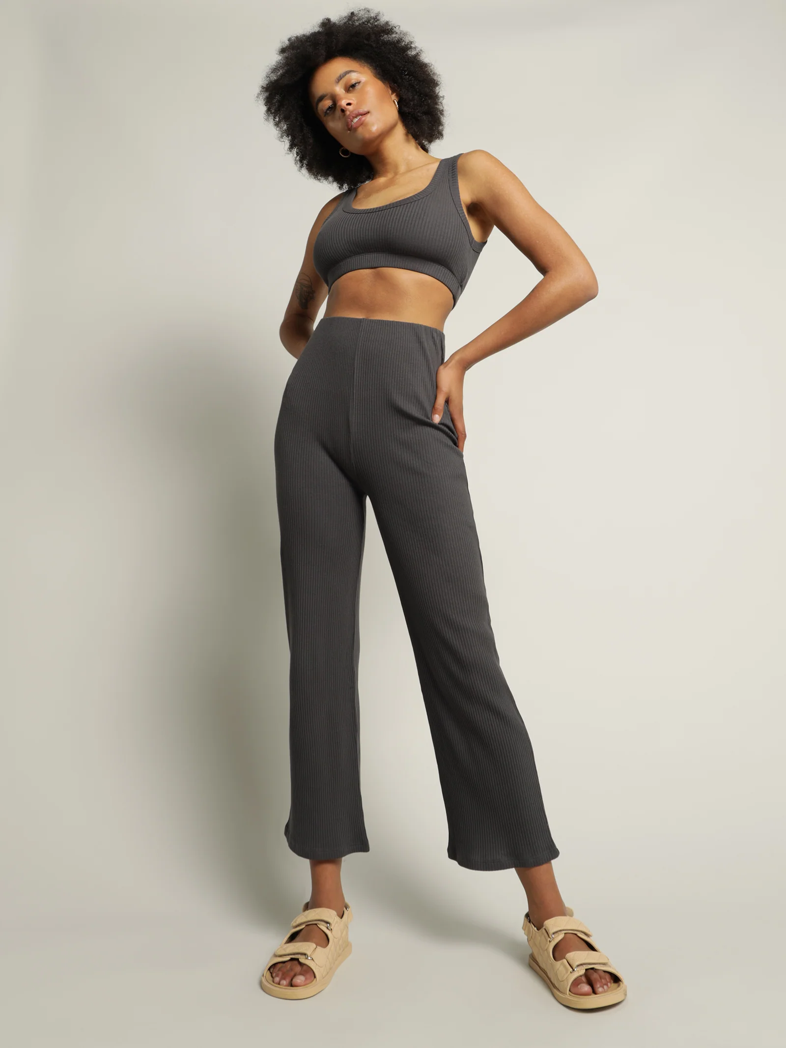 Ribbed Lounge Culotte Pants - Image 4