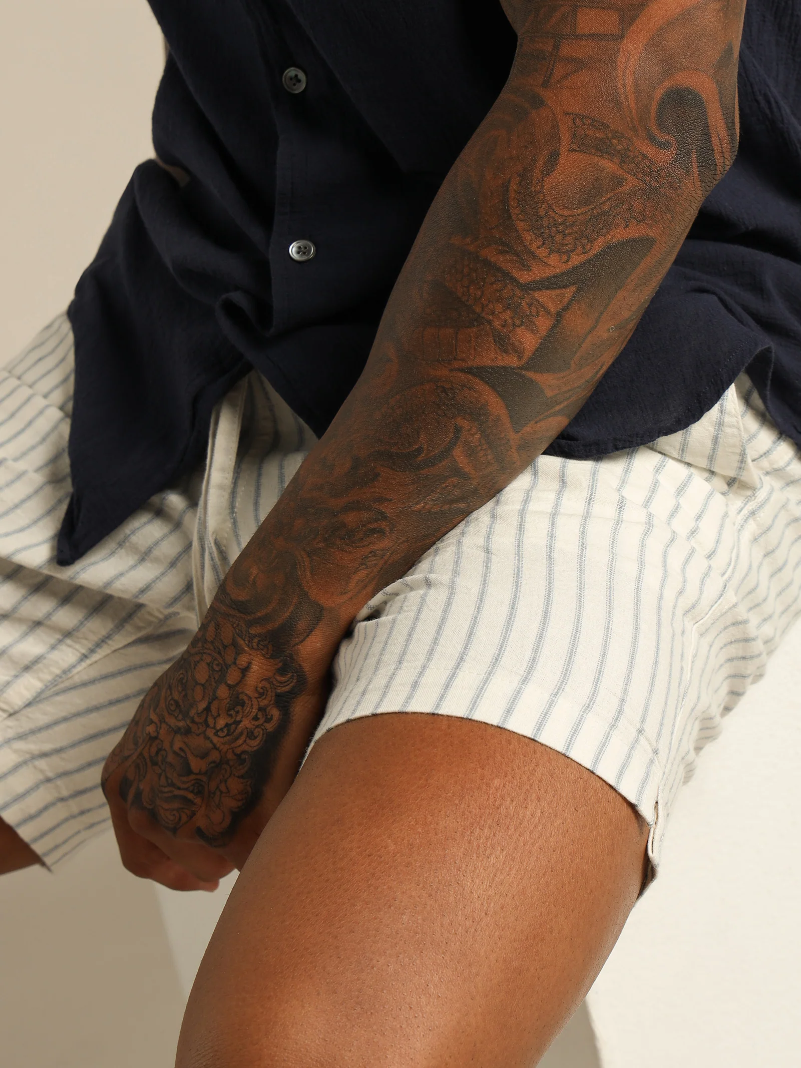 Riviera Linen Stripe Shorts - Image 3
