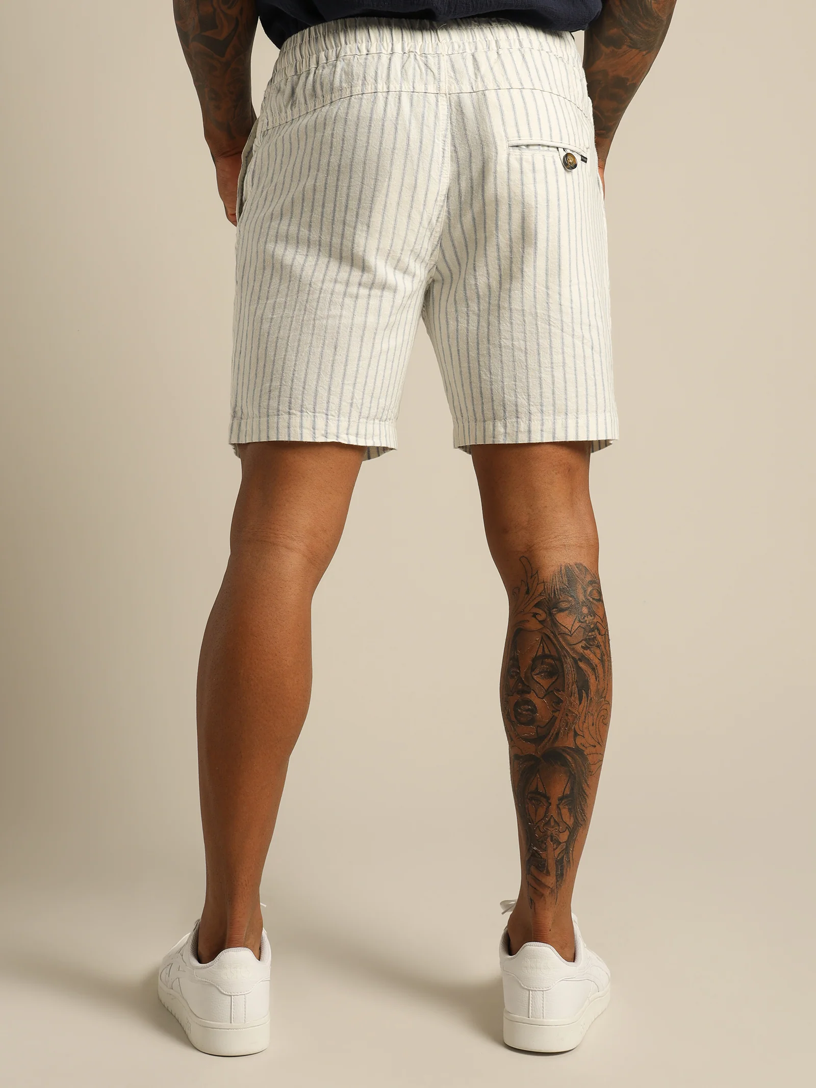 Riviera Linen Stripe Shorts - Image 5