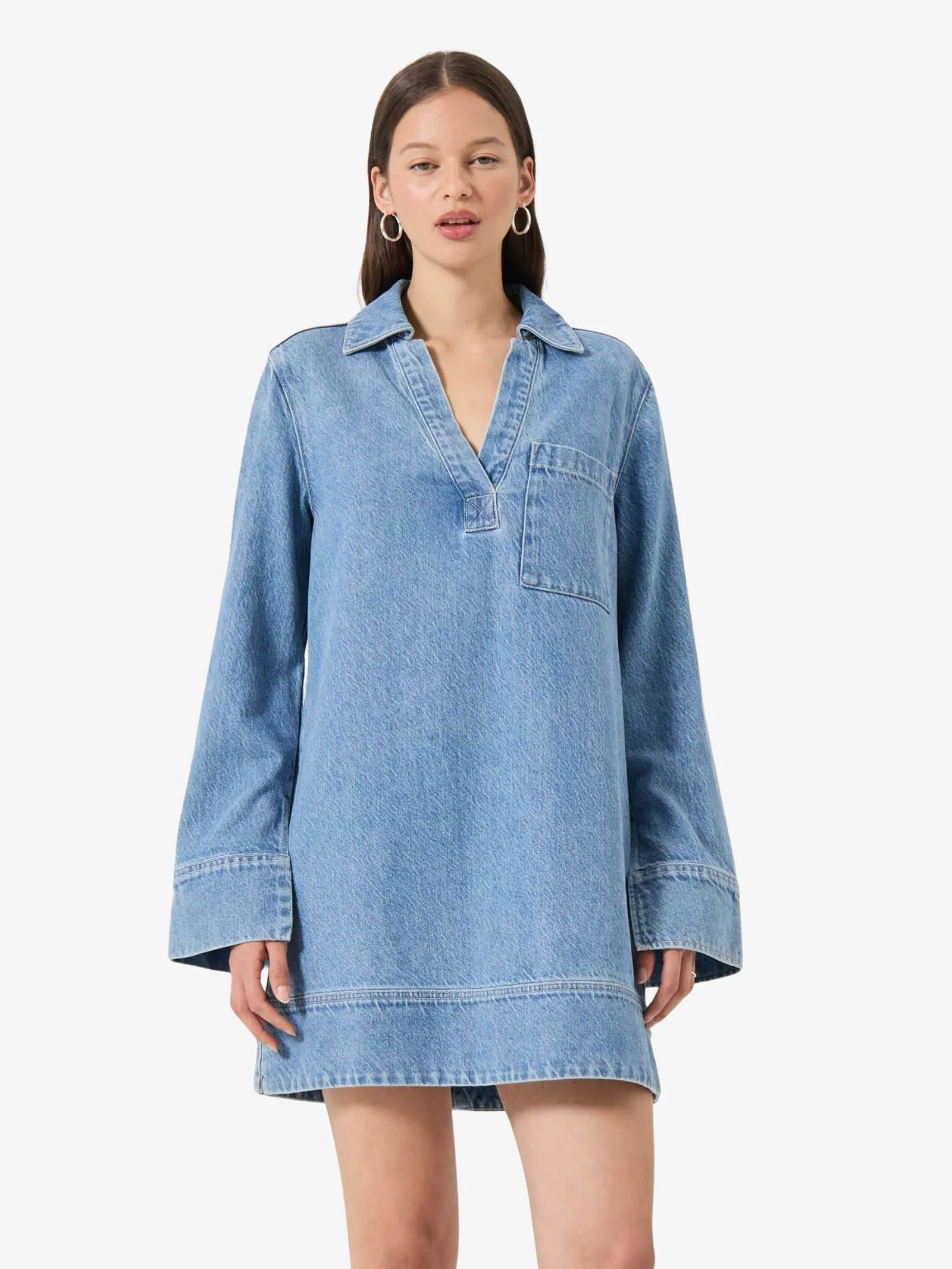 Marfa Tunic Mini Denim Dress - Image 2