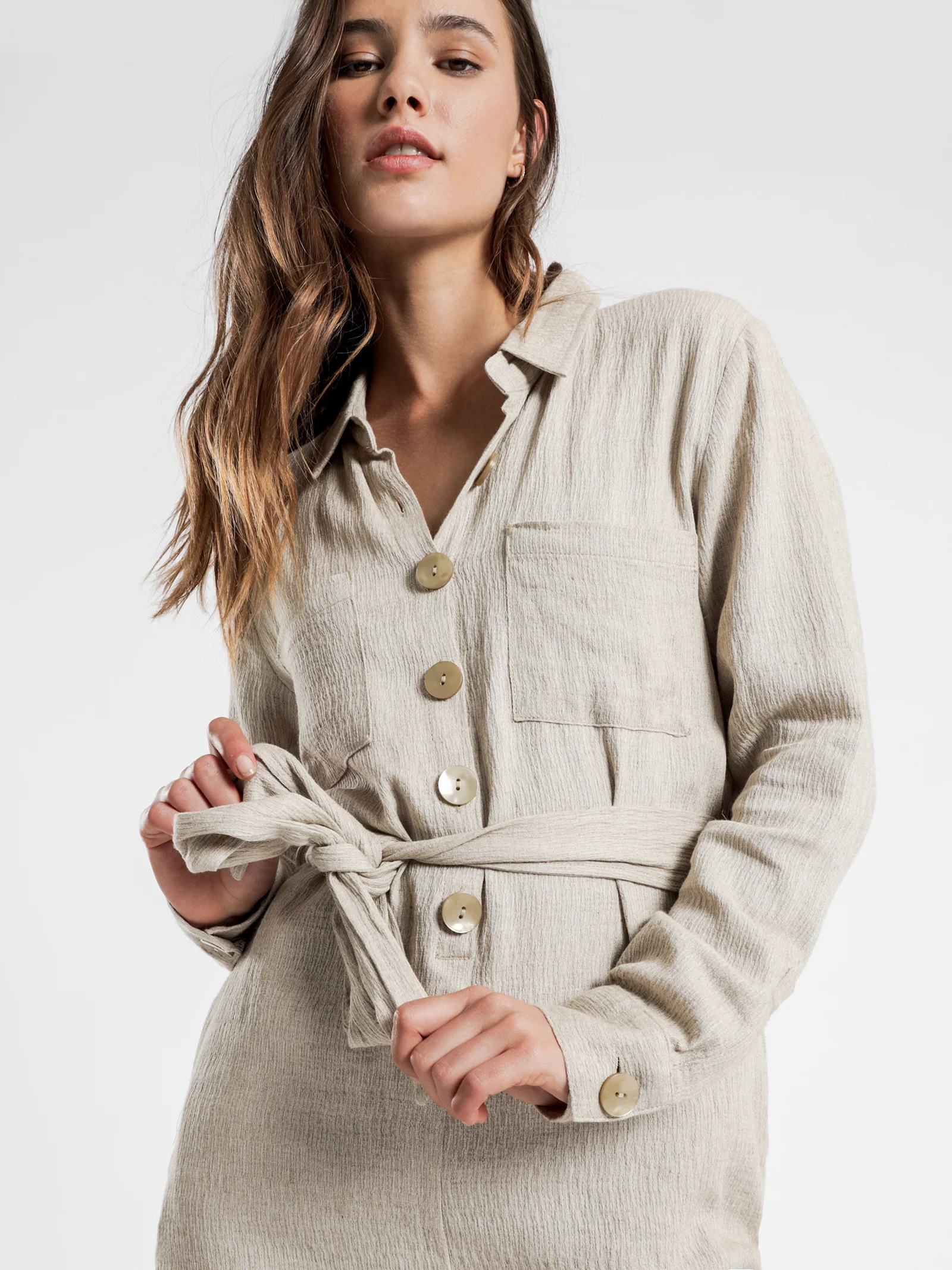 Rumi Linen Long Sleeve Romper - Image 3