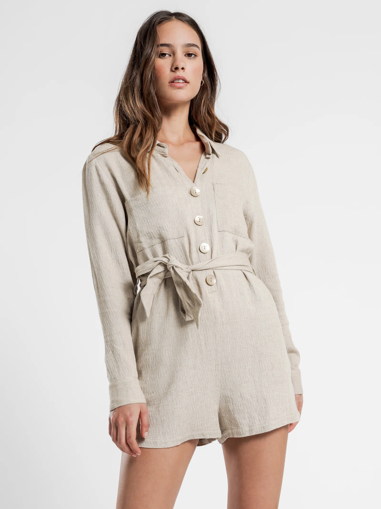 Rumi Linen Long Sleeve Romper - Image 4
