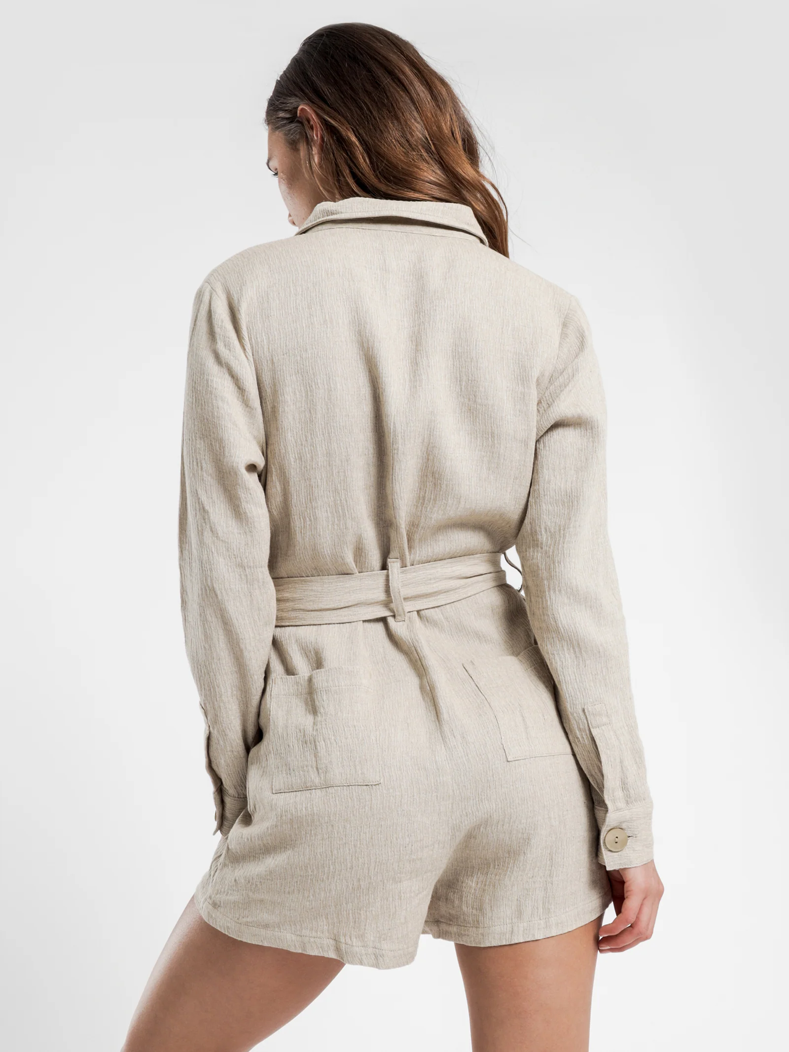 Rumi Linen Long Sleeve Romper - Image 7