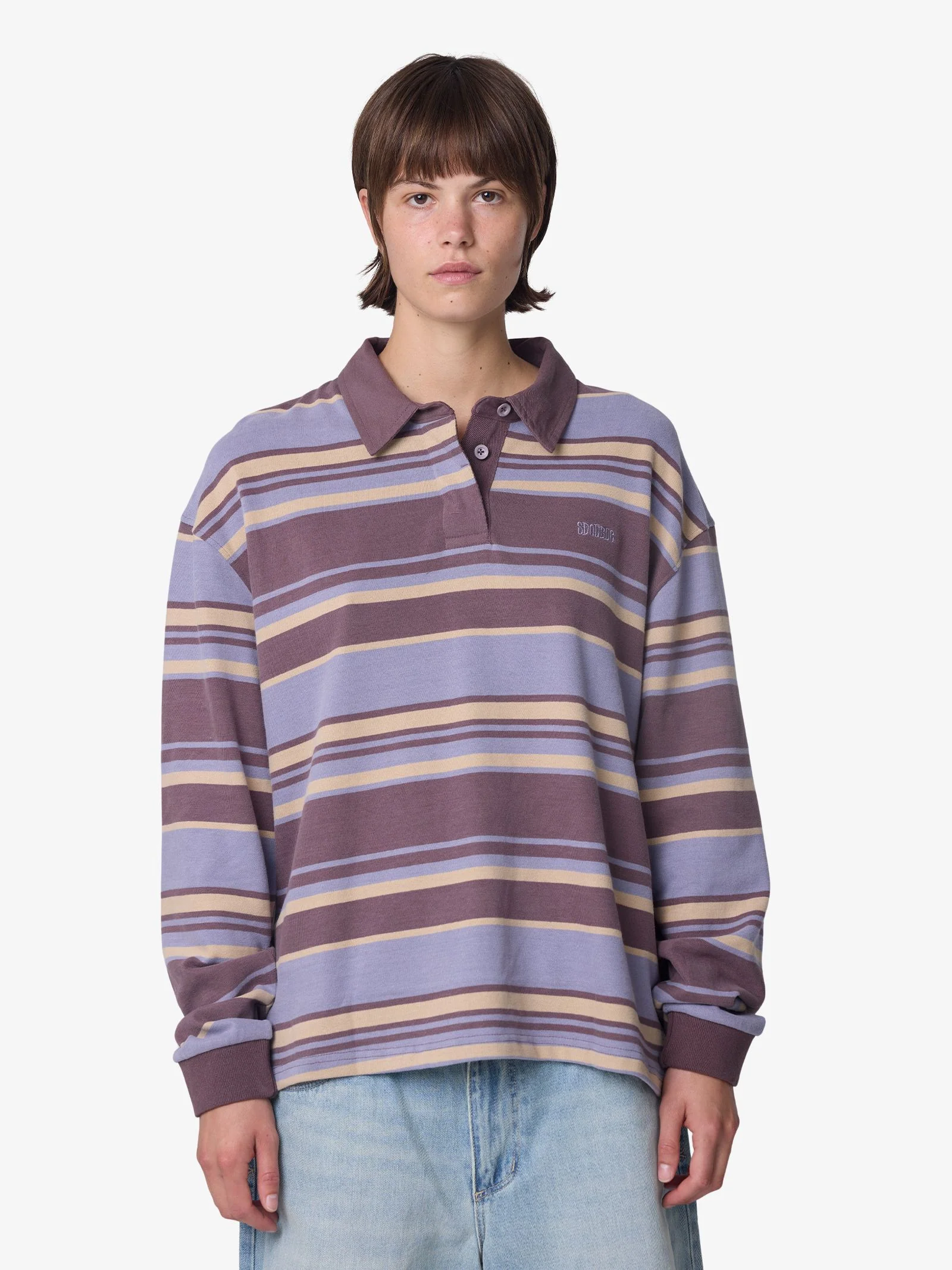 Peach Stripe Rugby Shirt - Image 2