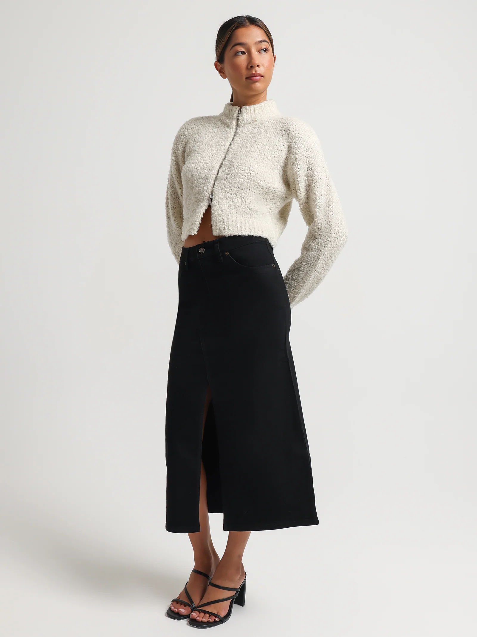 Serena Denim Split Midi Skirt - Image 3