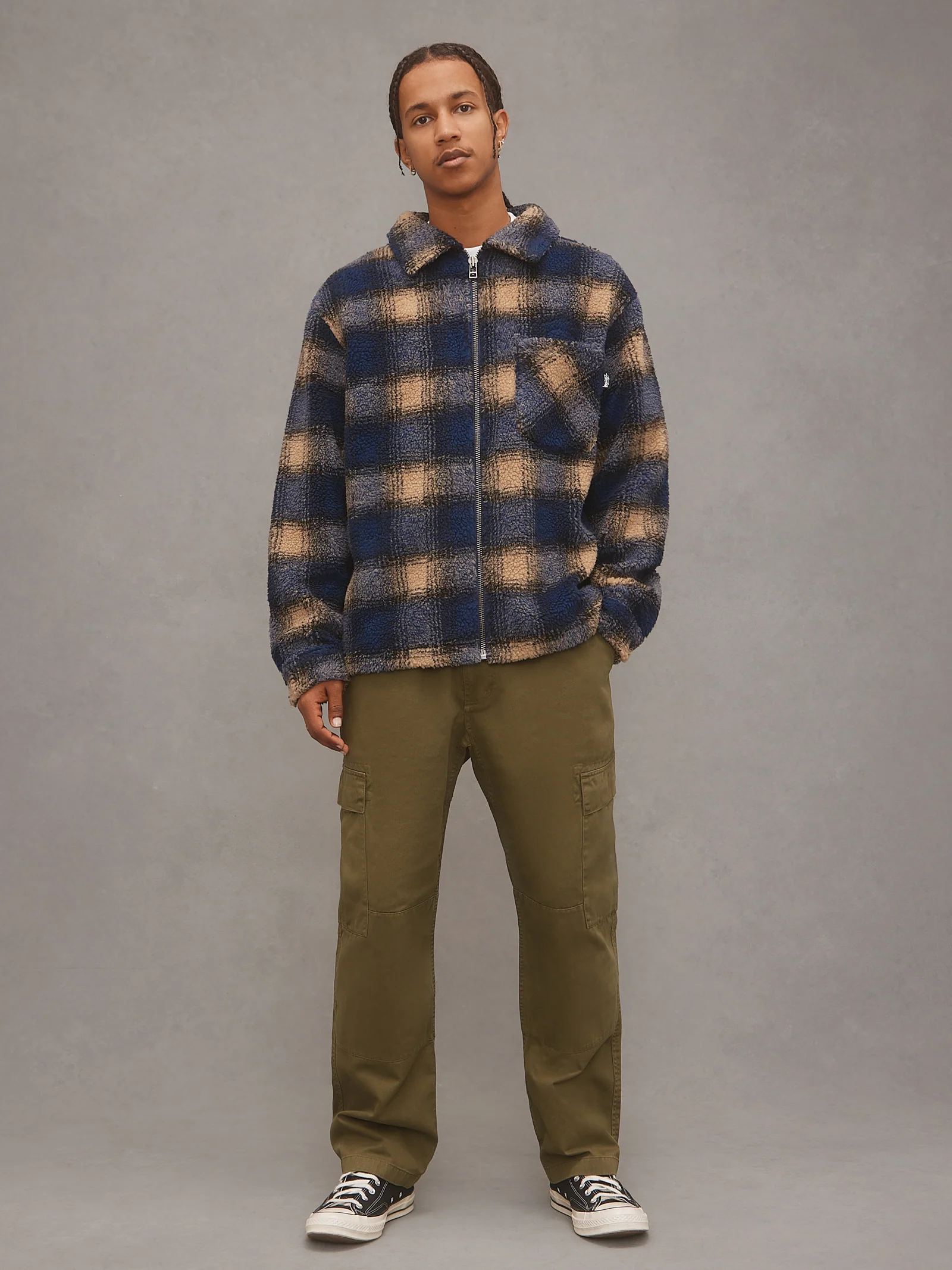 Shadow Plaid Sherpa Zip Shirt - Image 2