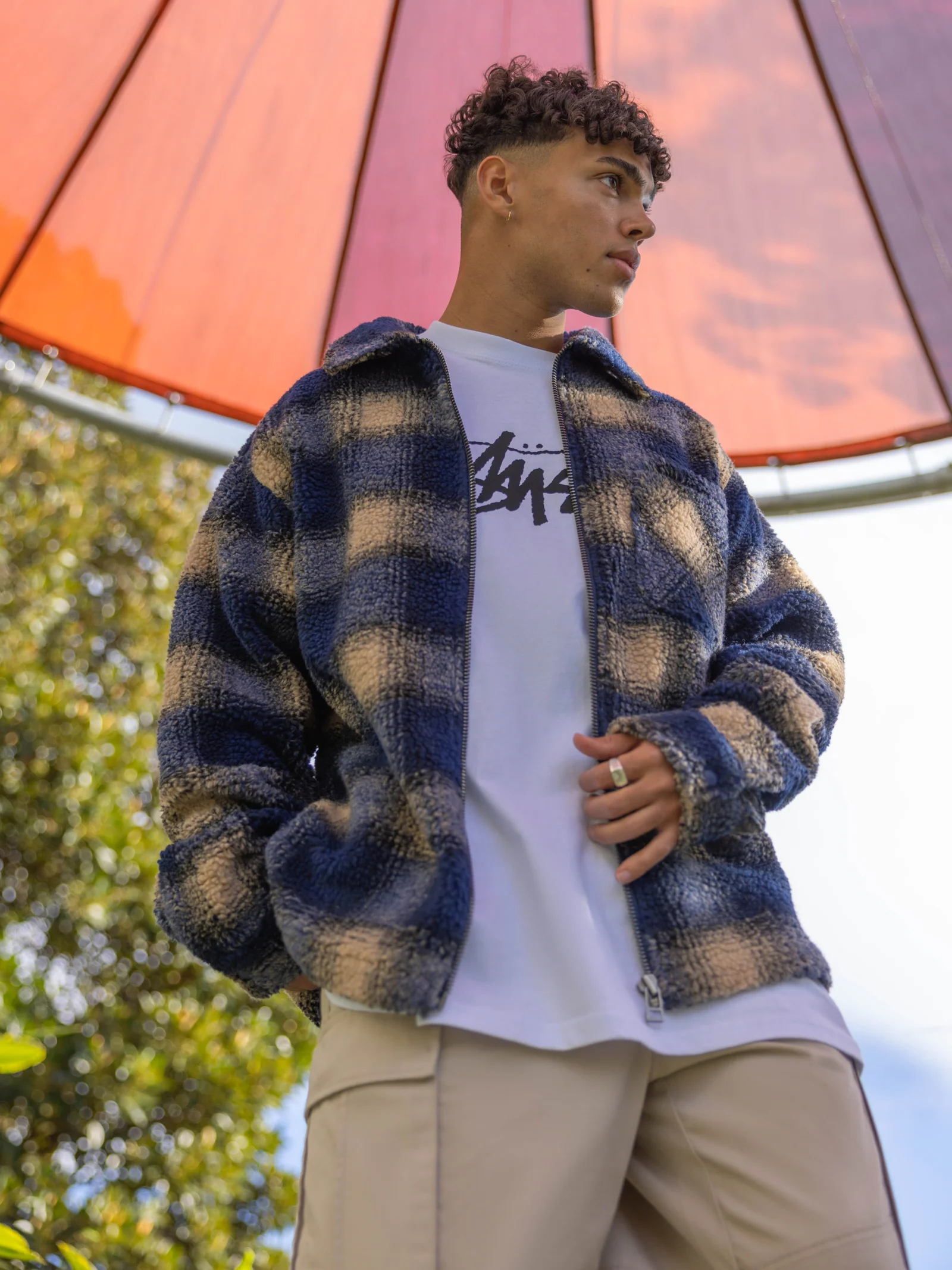 Shadow Plaid Sherpa Zip Shirt - Image 3