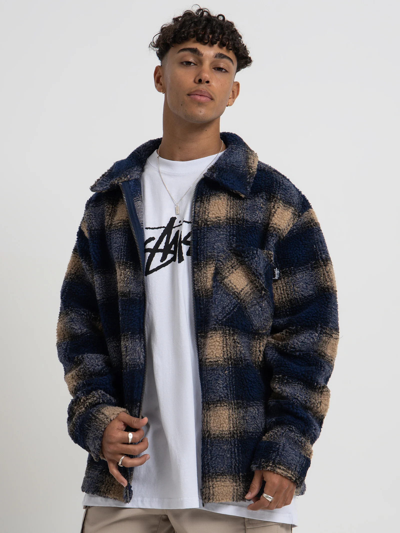 Shadow Plaid Sherpa Zip Shirt - Image 5