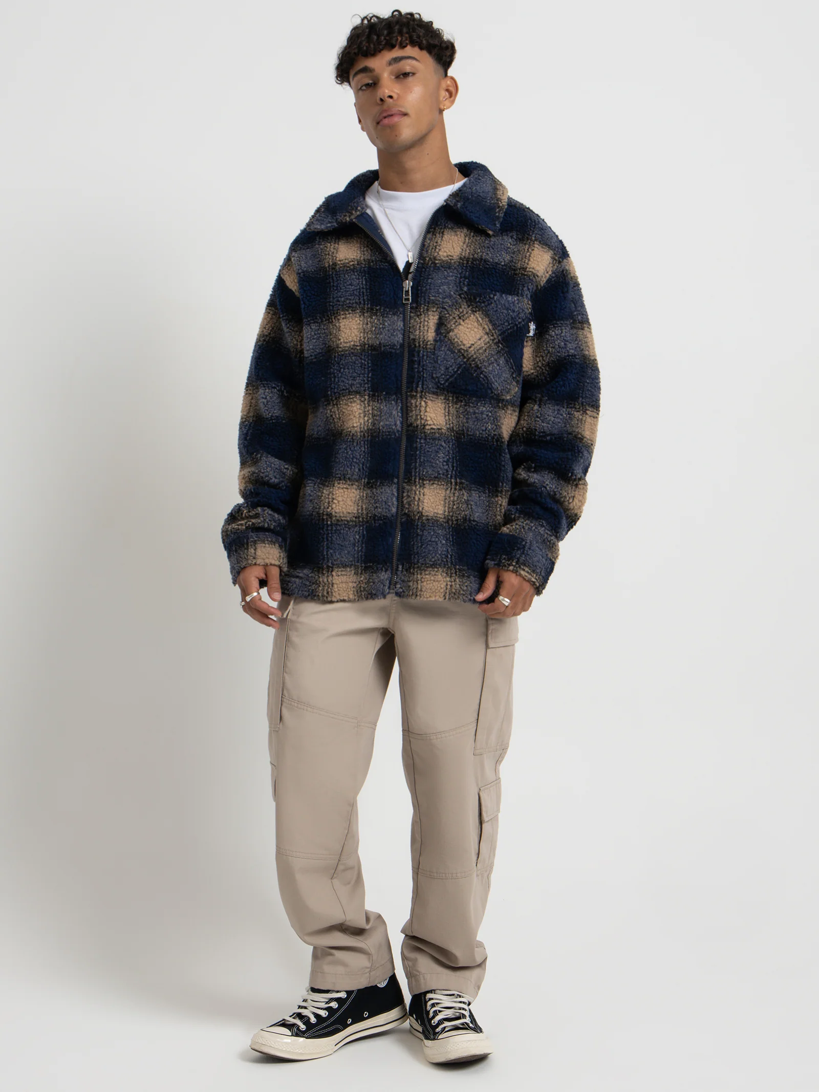 Shadow Plaid Sherpa Zip Shirt - Image 6