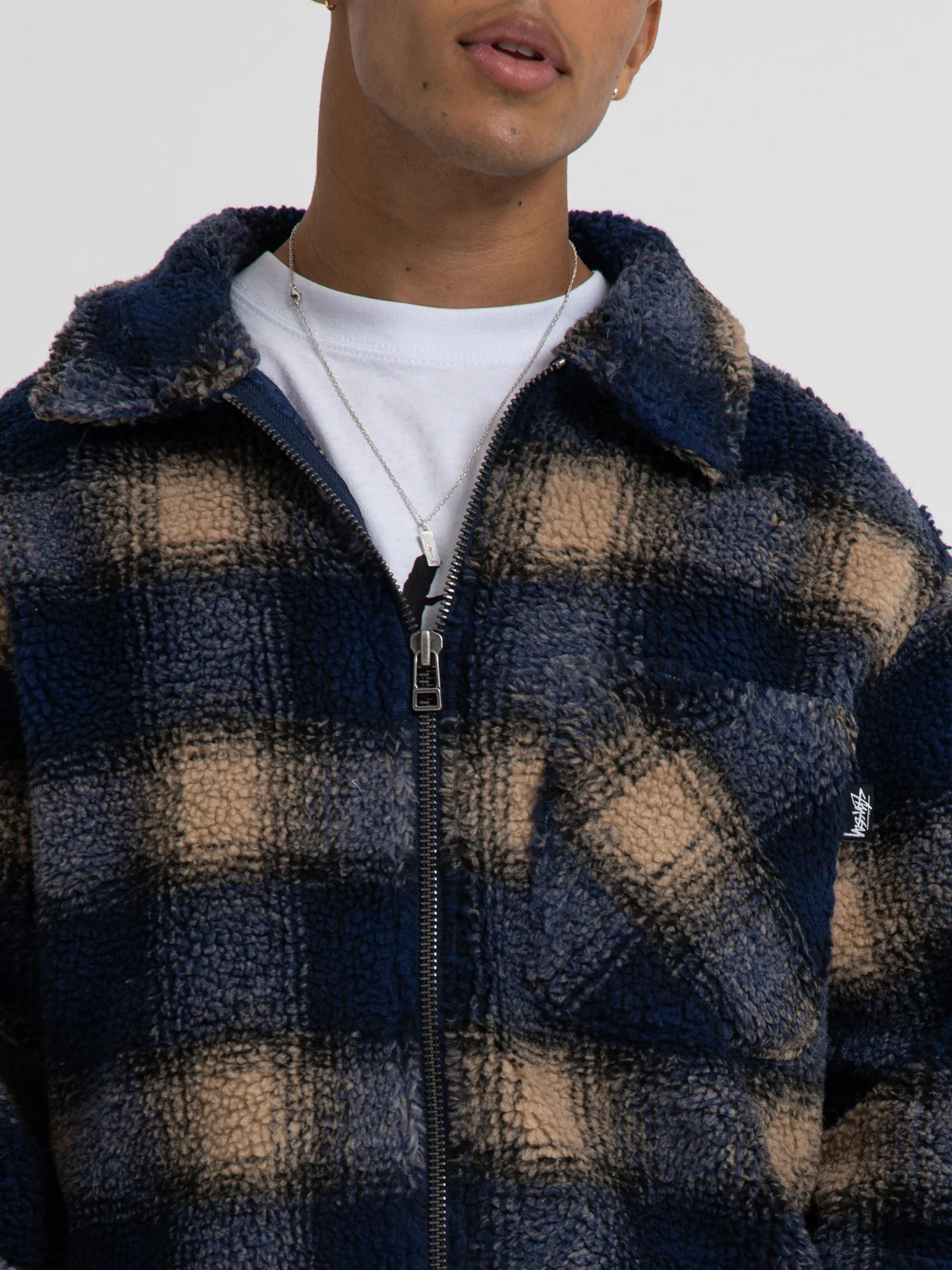 Shadow Plaid Sherpa Zip Shirt - Image 7