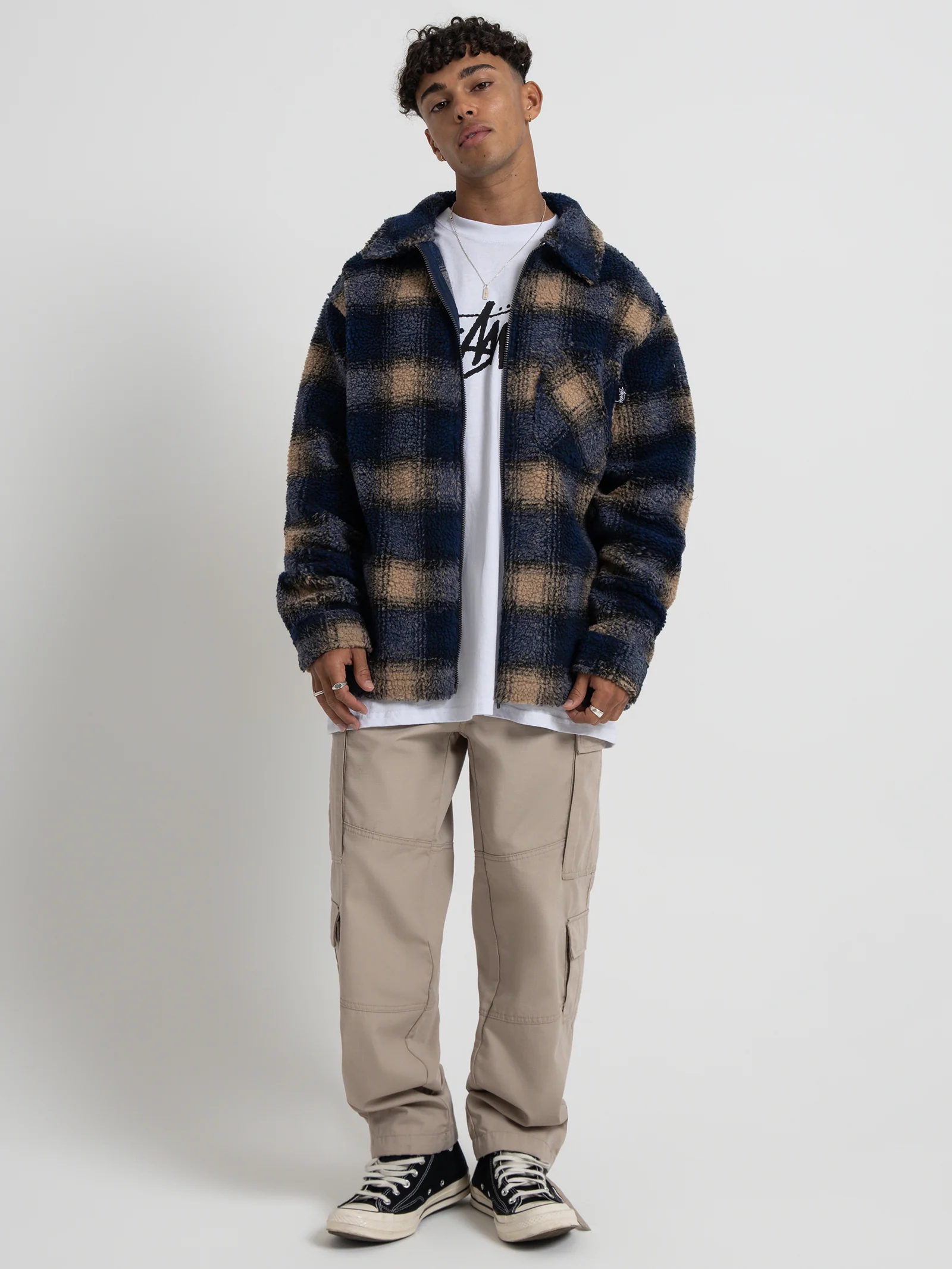 Shadow Plaid Sherpa Zip Shirt - Image 8