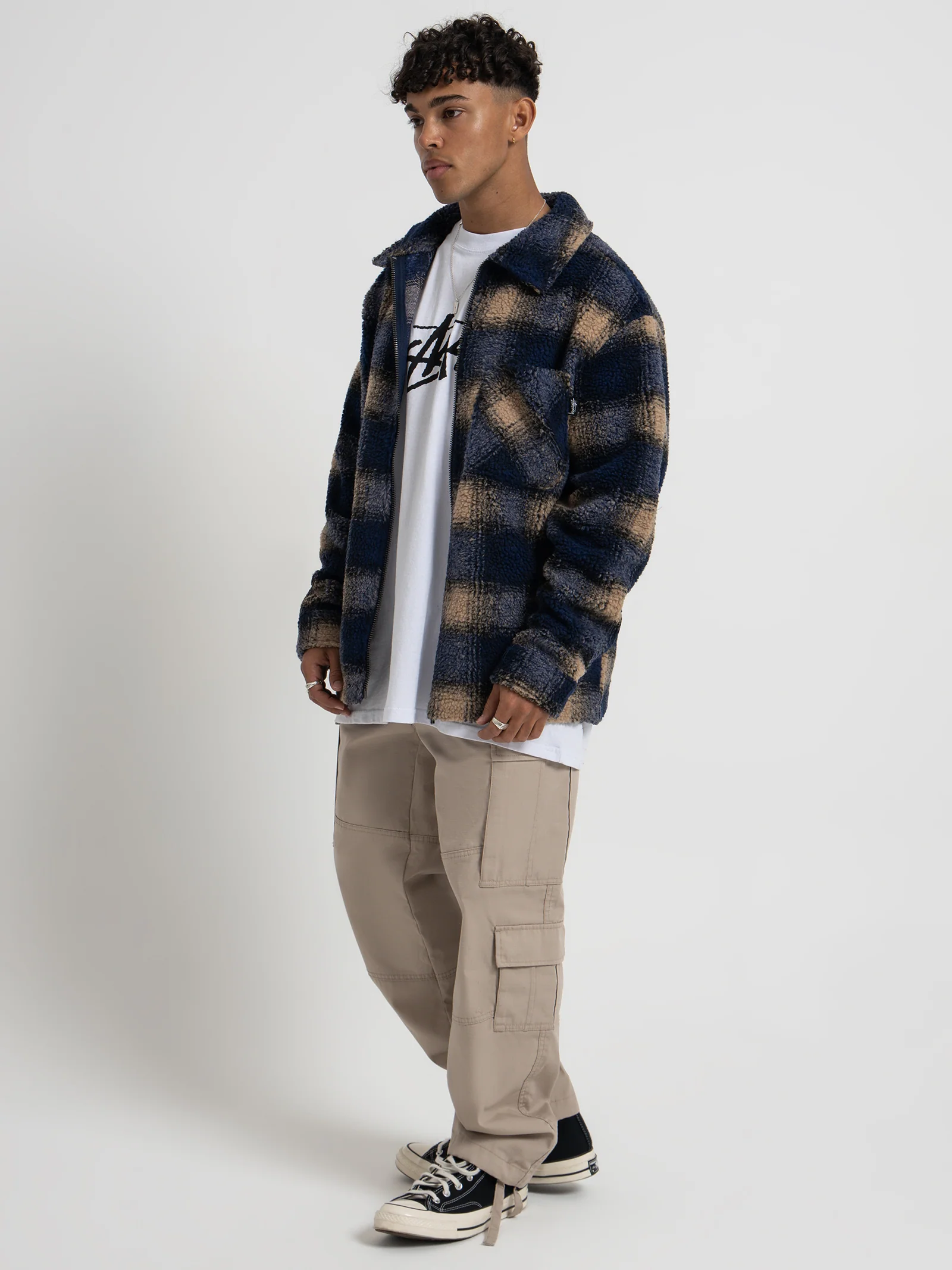 Shadow Plaid Sherpa Zip Shirt - Image 9