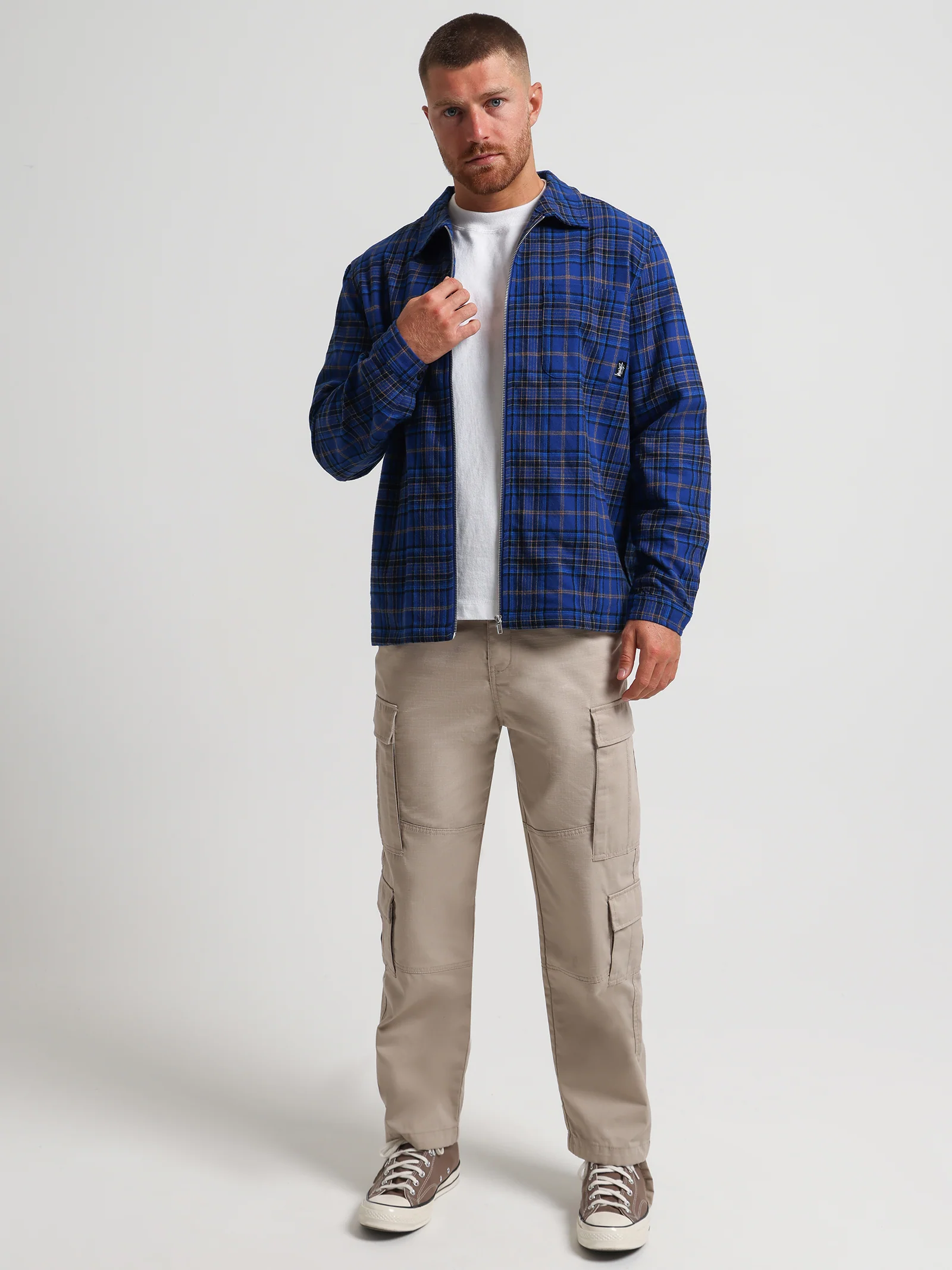 Shadow Plaid Zip Long Sleeve Shirt - Image 2