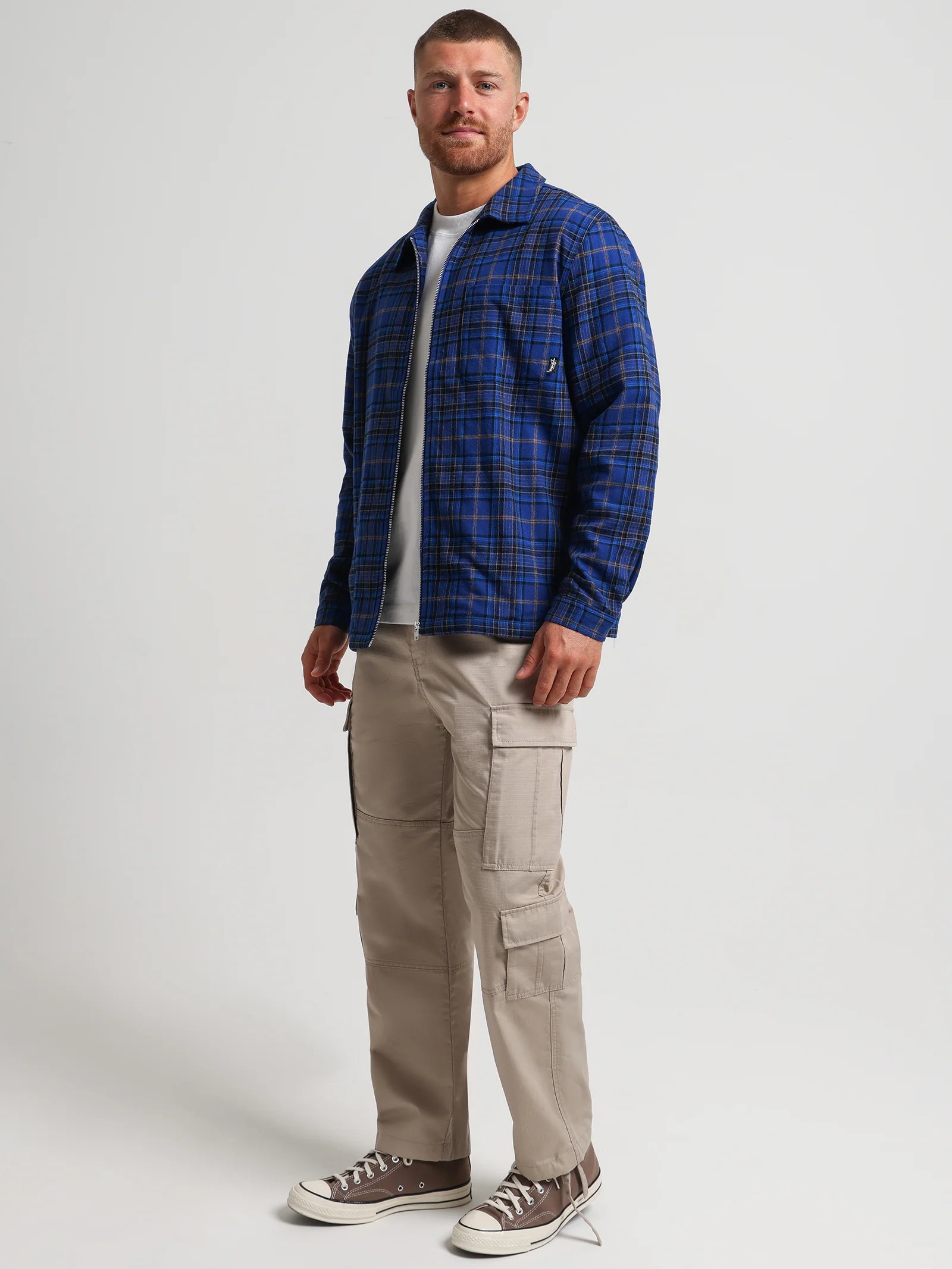 Shadow Plaid Zip Long Sleeve Shirt - Image 4