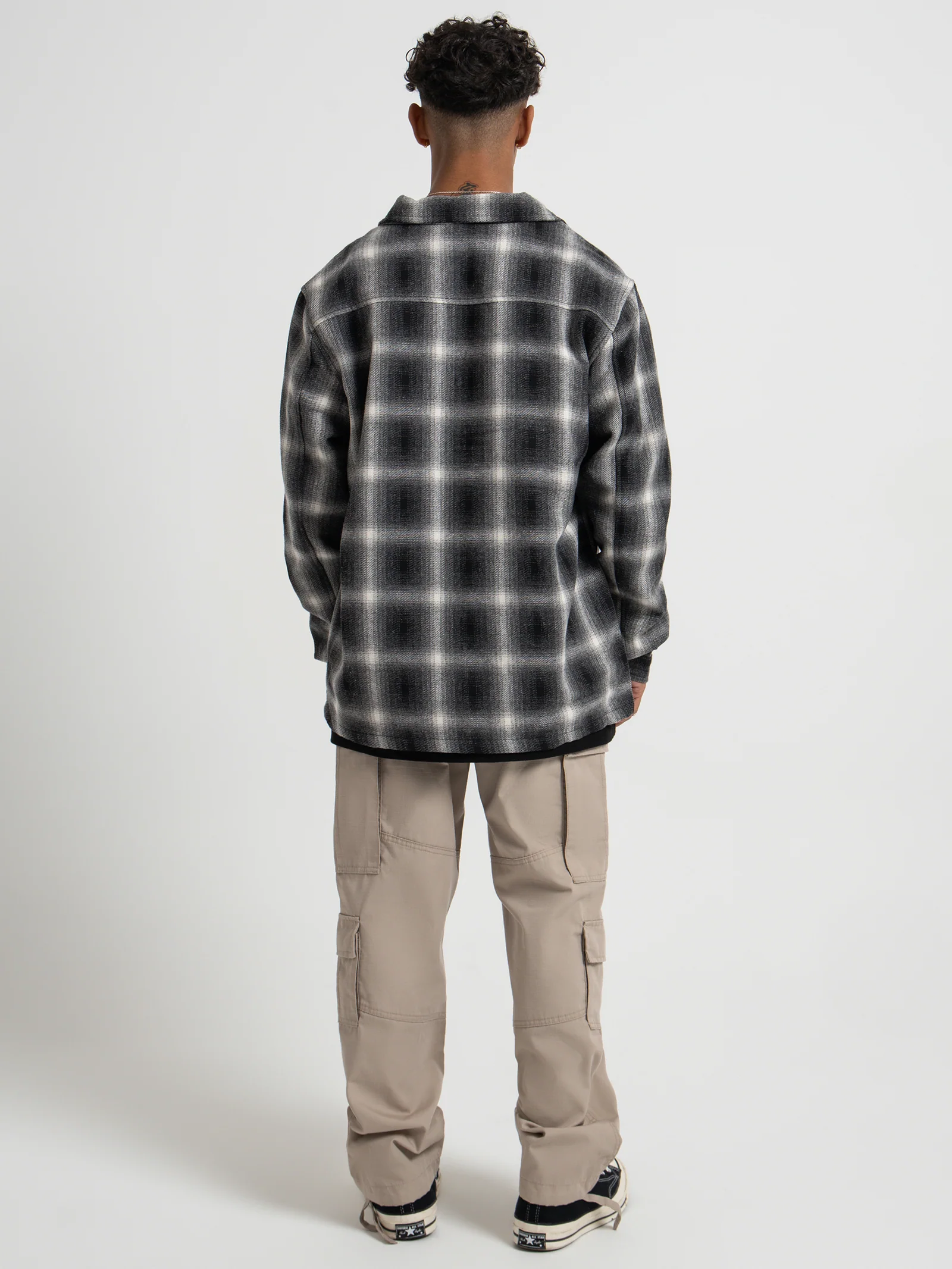 Shadow Plaid Zip Up Long Sleeve Shirt - Image 6