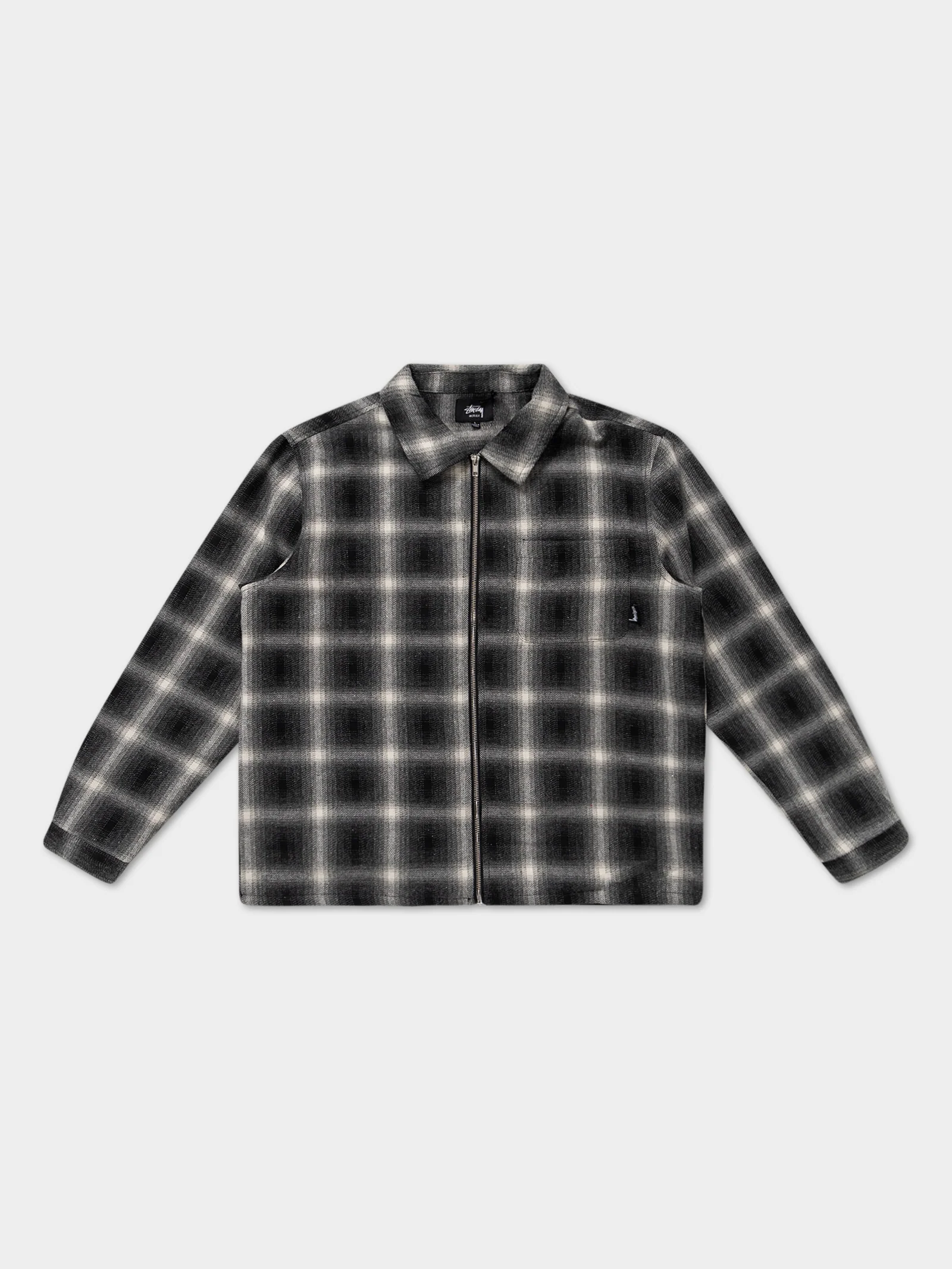Shadow Plaid Zip Up Long Sleeve Shirt - Image 7