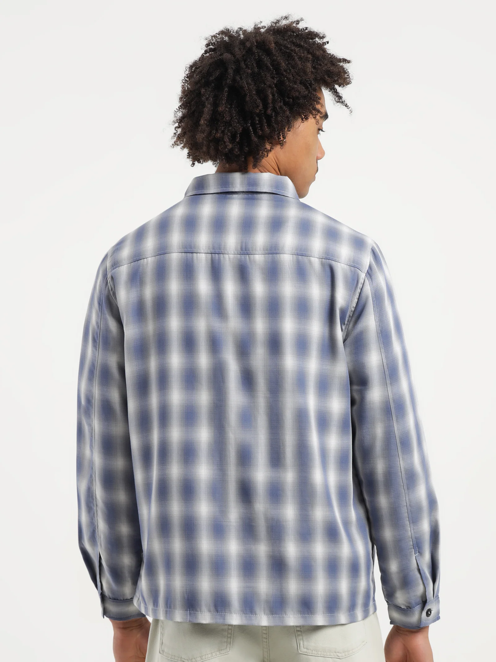 Shadow Plaid Zip Up LS Shirt - Image 6