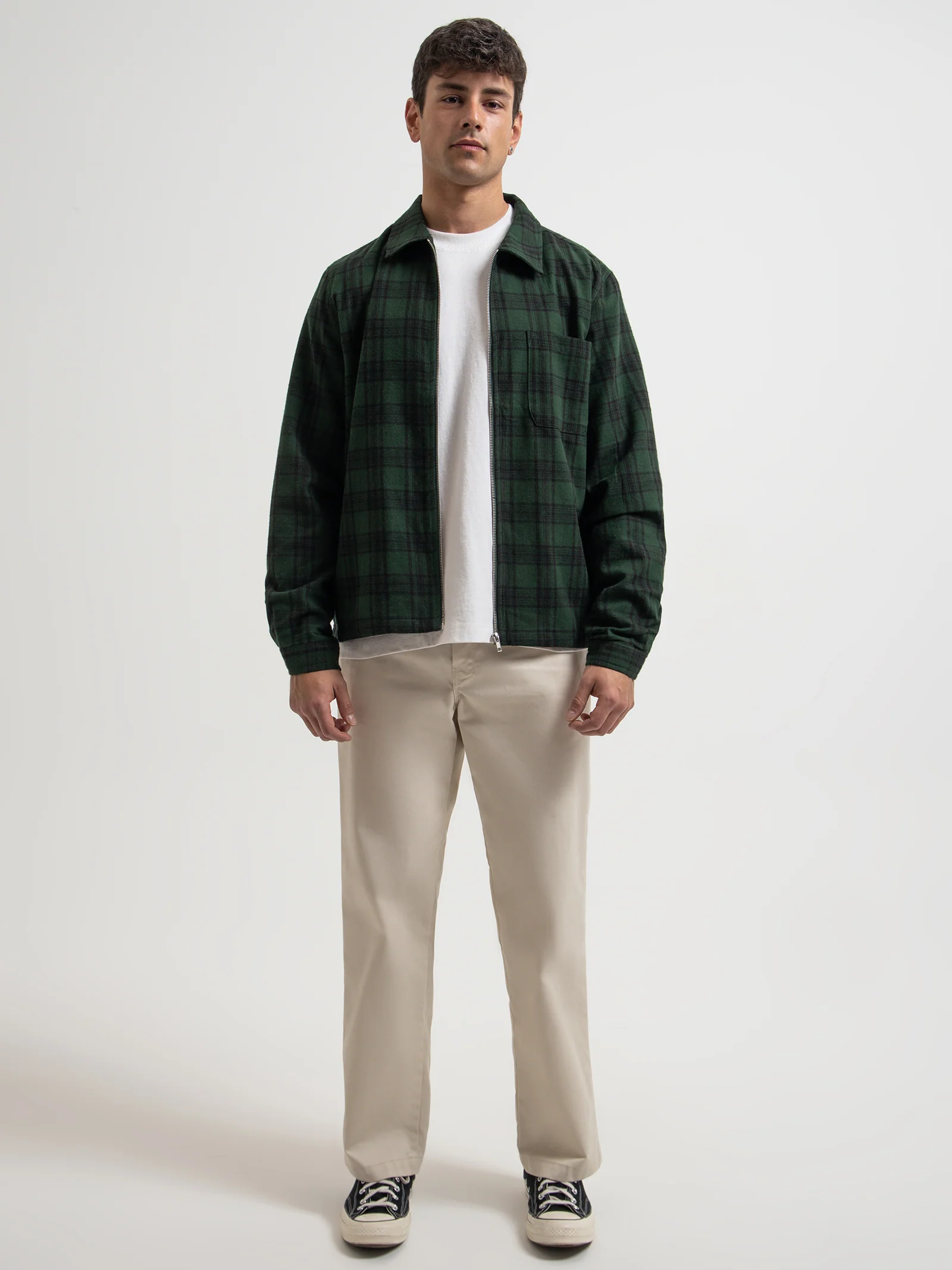 Shadow Plaid Zip Up Shirt - Image 2