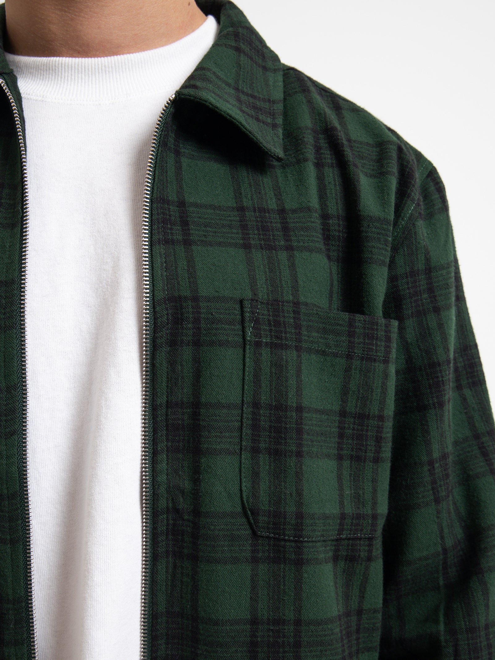 Shadow Plaid Zip Up Shirt - Image 3
