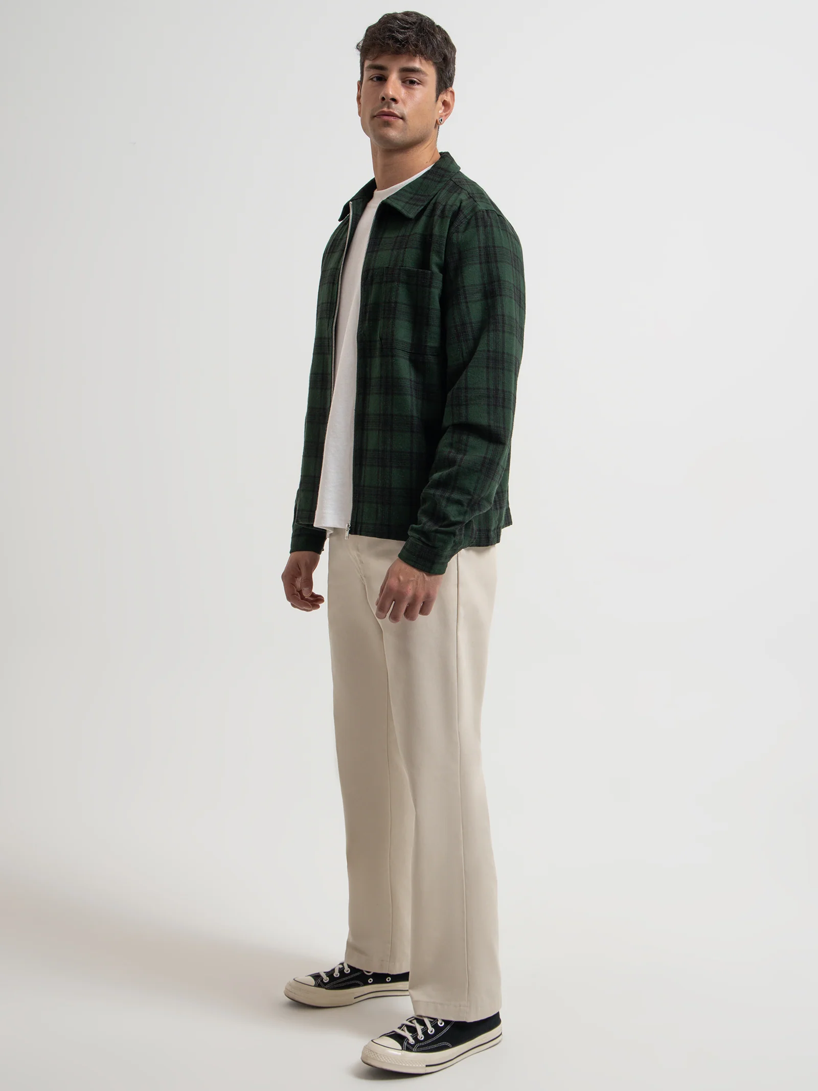 Shadow Plaid Zip Up Shirt - Image 4