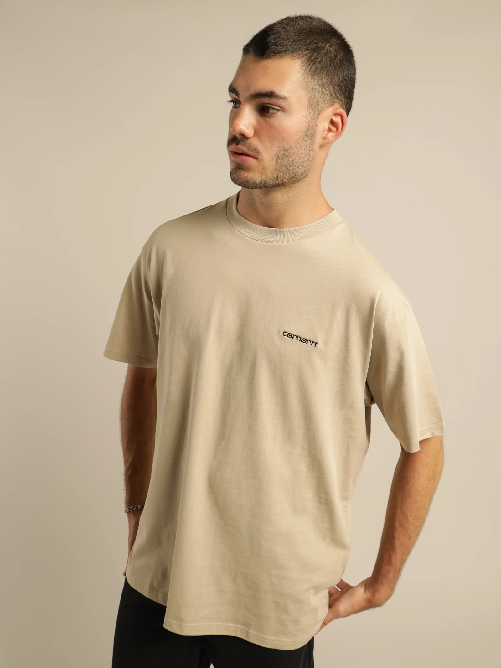 Short Sleeve Embroidered Script T-Shirt