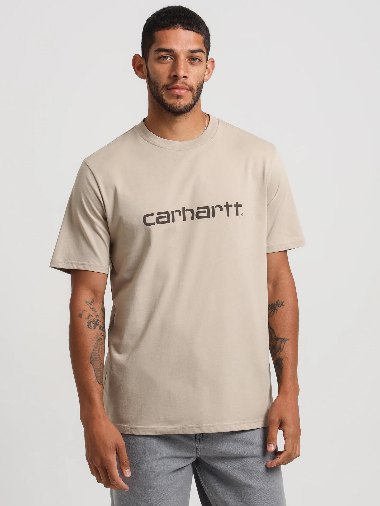 Short Sleeve Script Emboirdery T-Shirt - Image 4