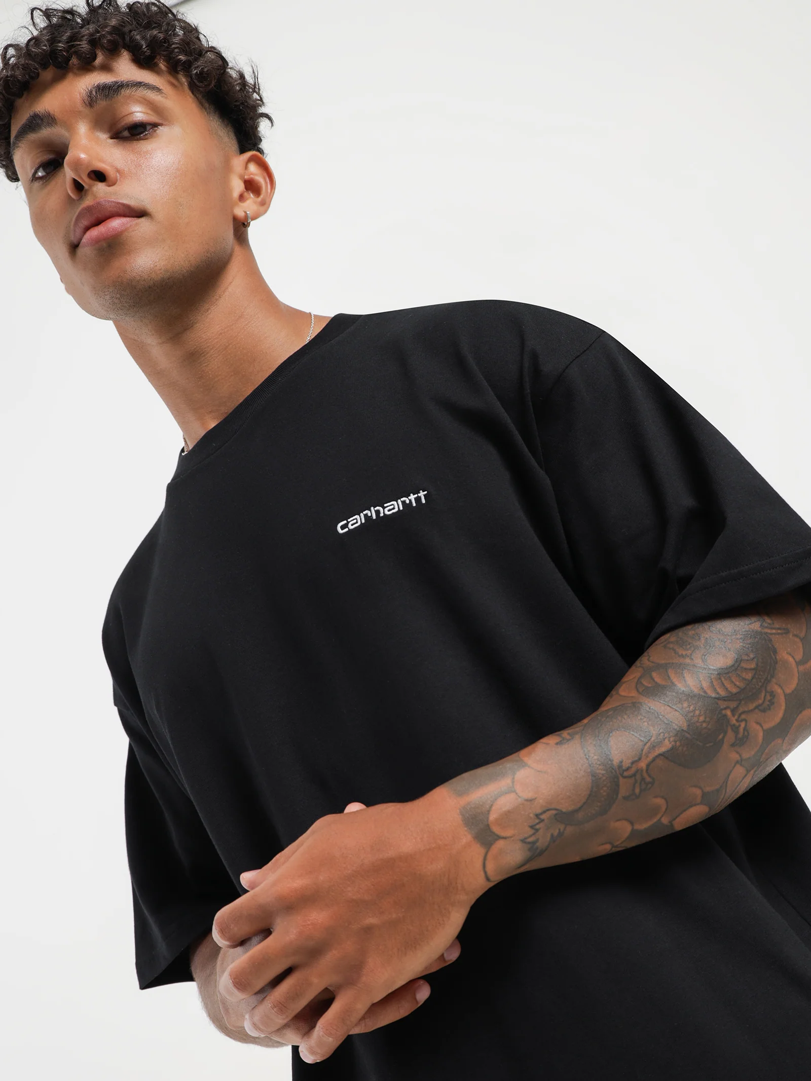 Short Sleeve Script Embroidery T-Shirt - Image 4