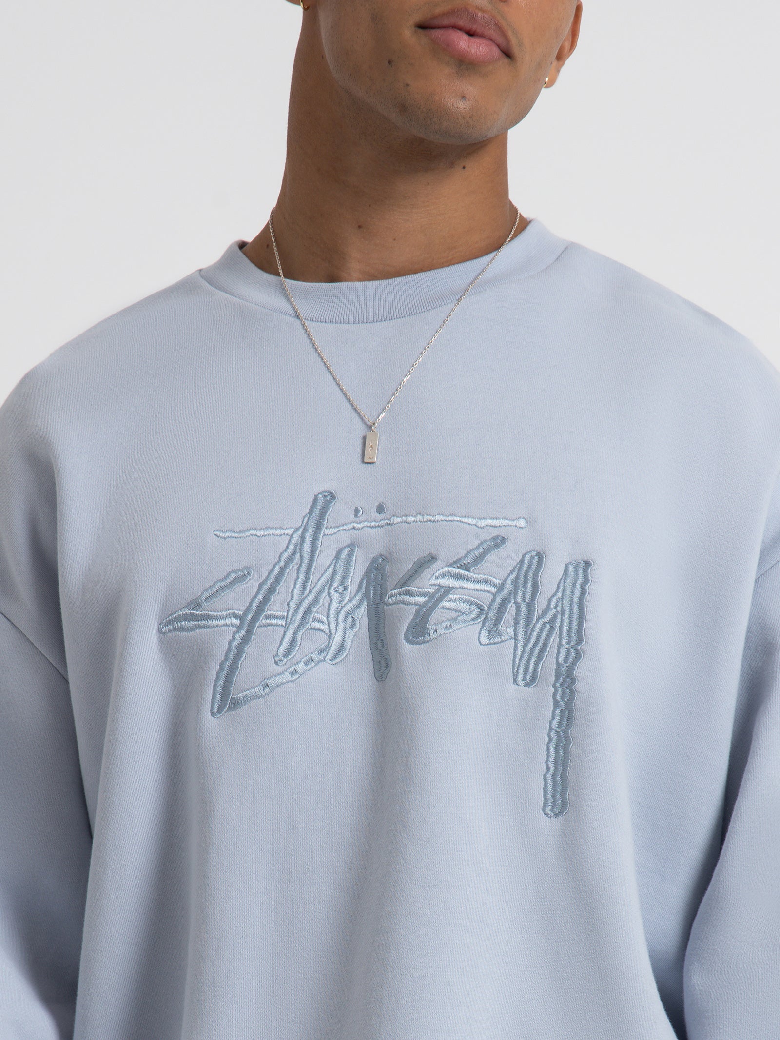 Solid Stock Embroidered Crew Sweater - Image 3
