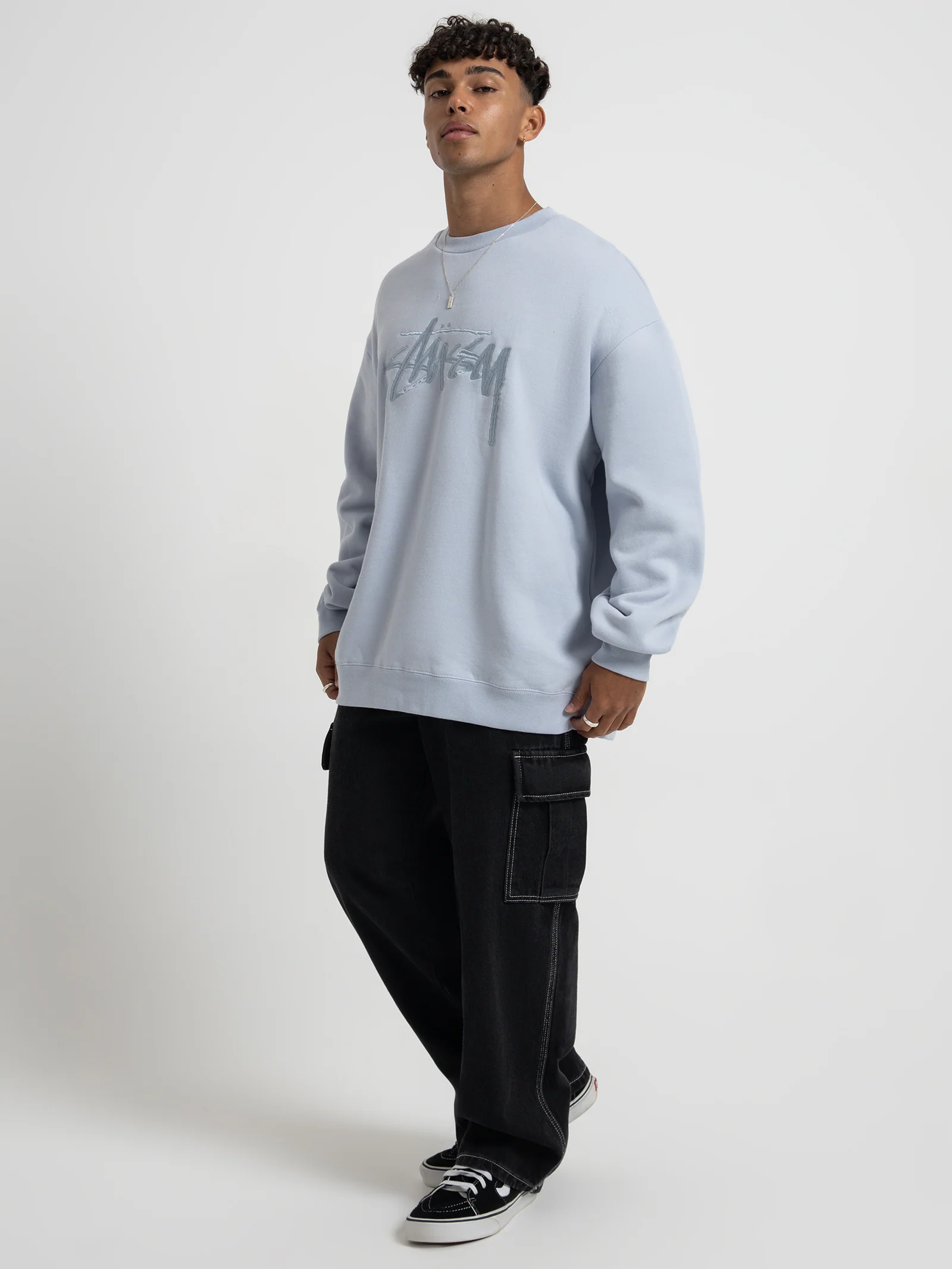 Solid Stock Embroidered Crew Sweater - Image 4