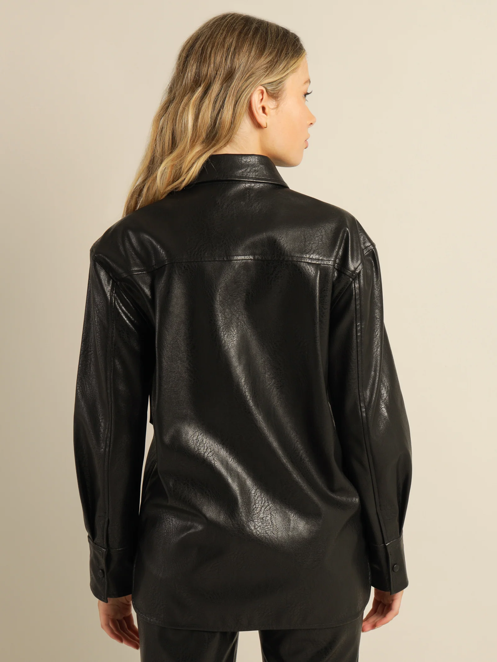 Spencer Faux Leather Shacket - Image 8