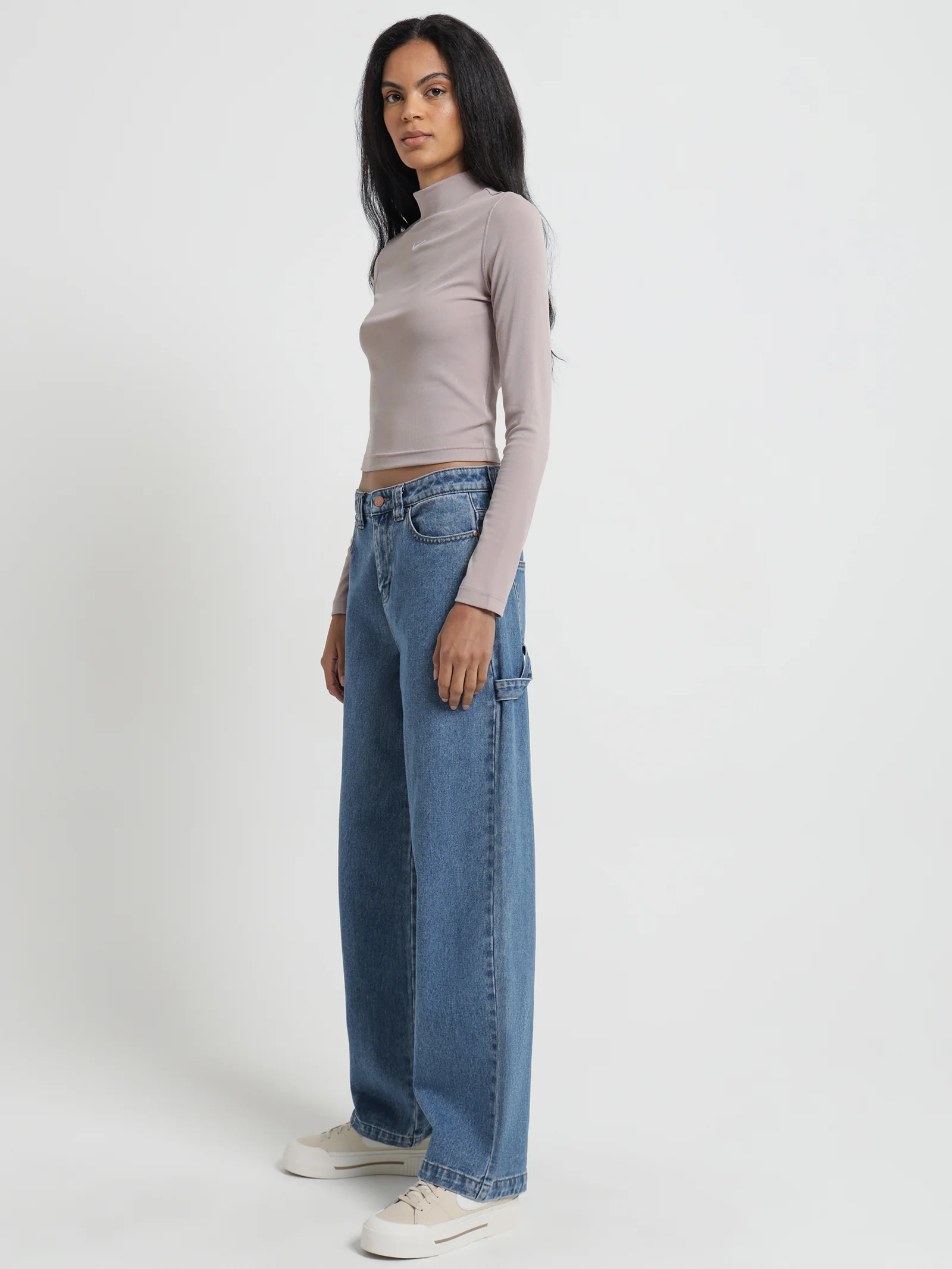 Sportswear Essentials Ribbed Mock Neck Long Sleeve Top - Image 2