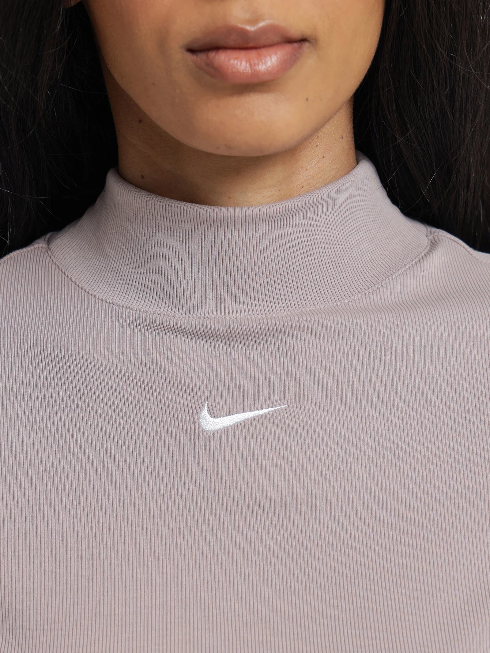 Sportswear Essentials Ribbed Mock Neck Long Sleeve Top - Image 3