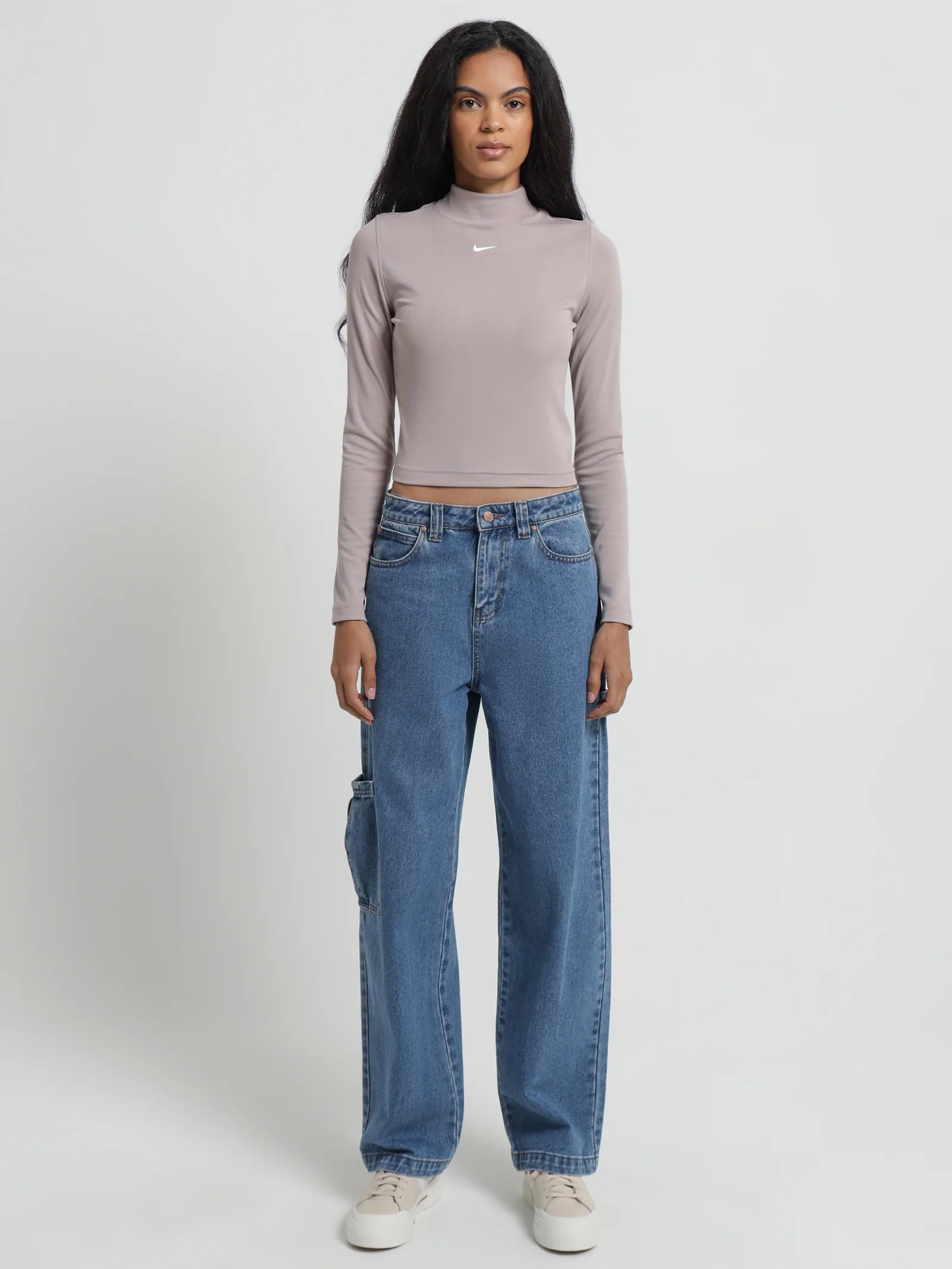 Sportswear Essentials Ribbed Mock Neck Long Sleeve Top - Image 4
