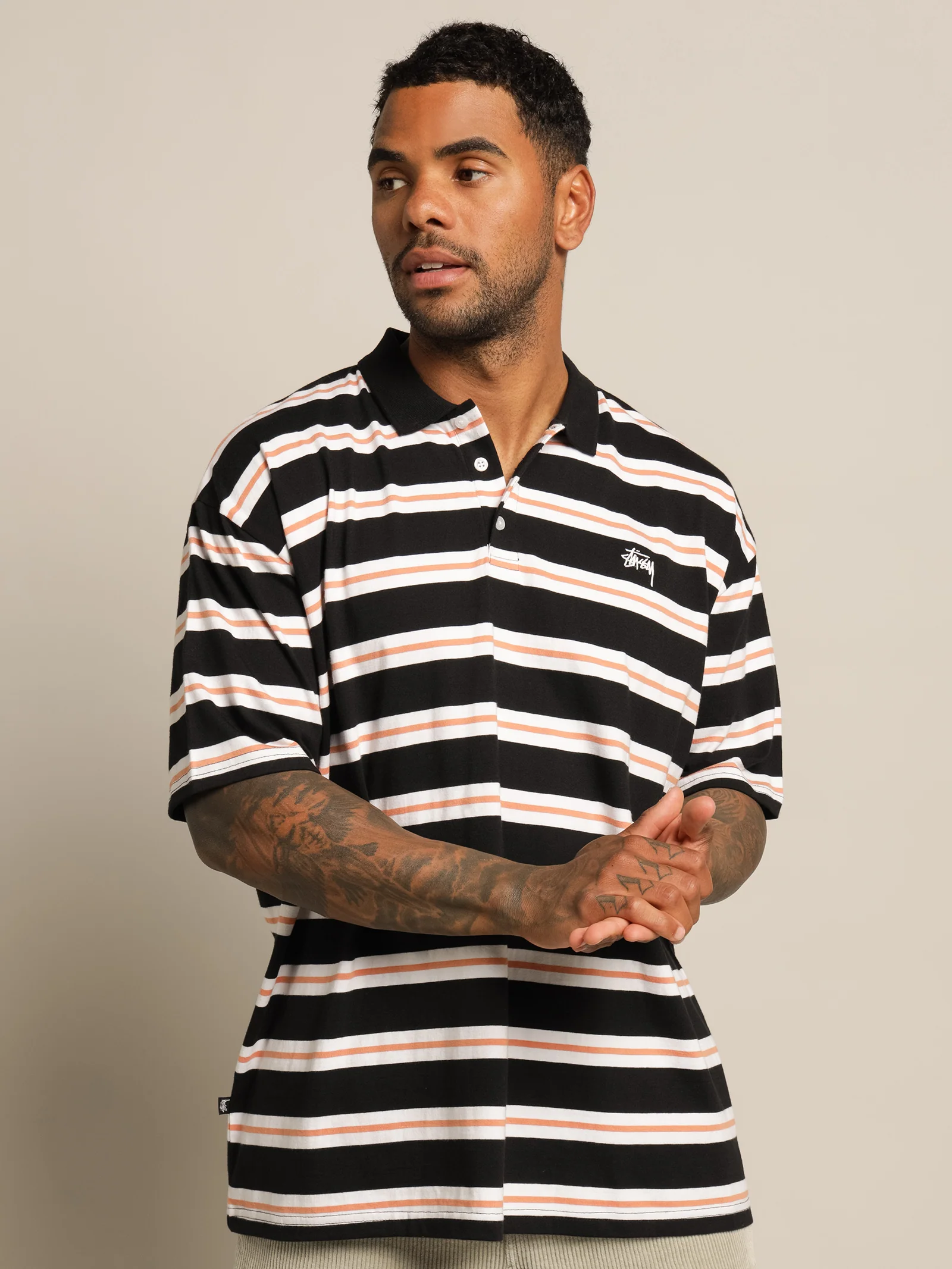 Stock Stripe Short Sleeve Polo Shirt - Image 2