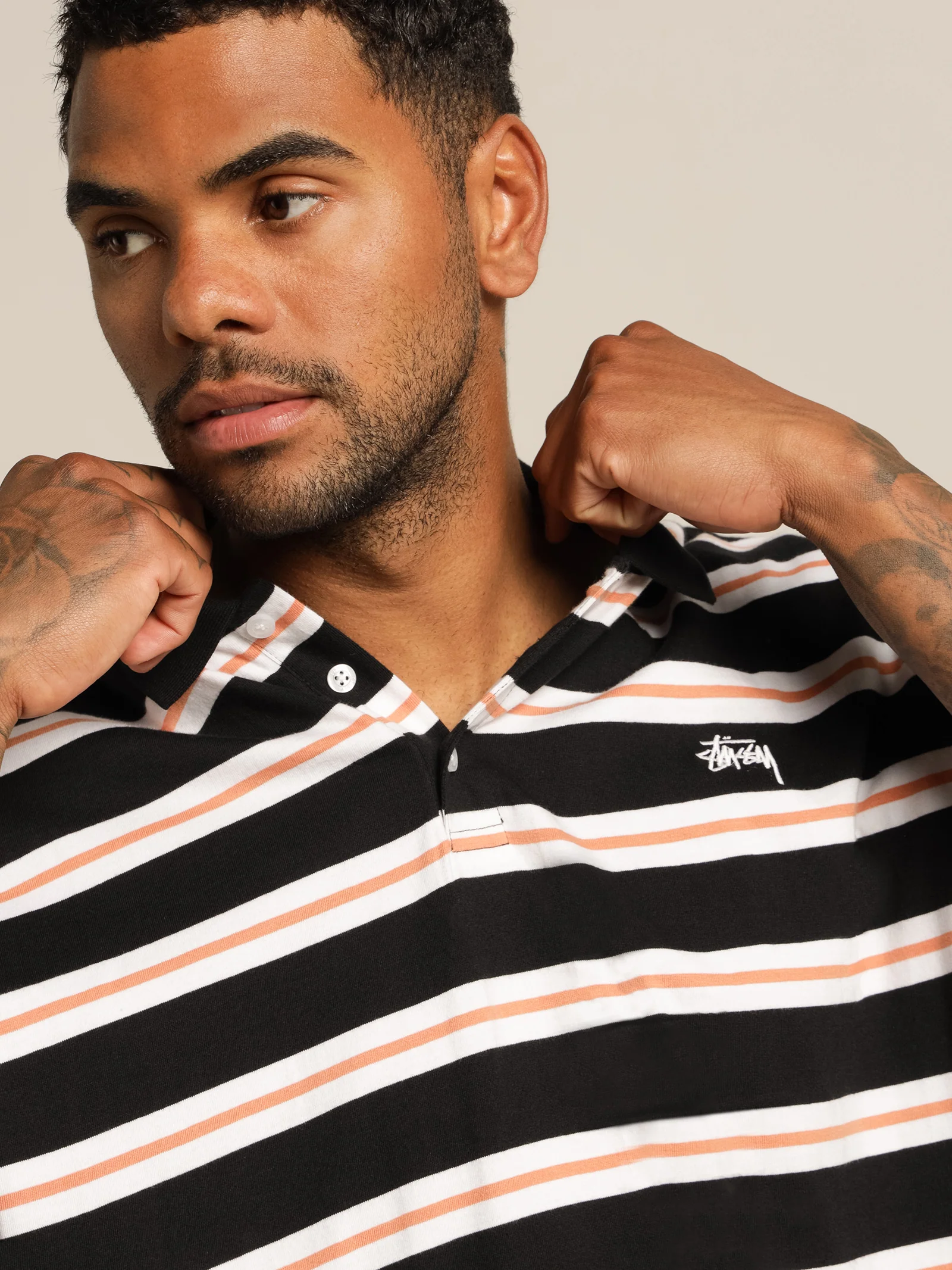 Stock Stripe Short Sleeve Polo Shirt - Image 5