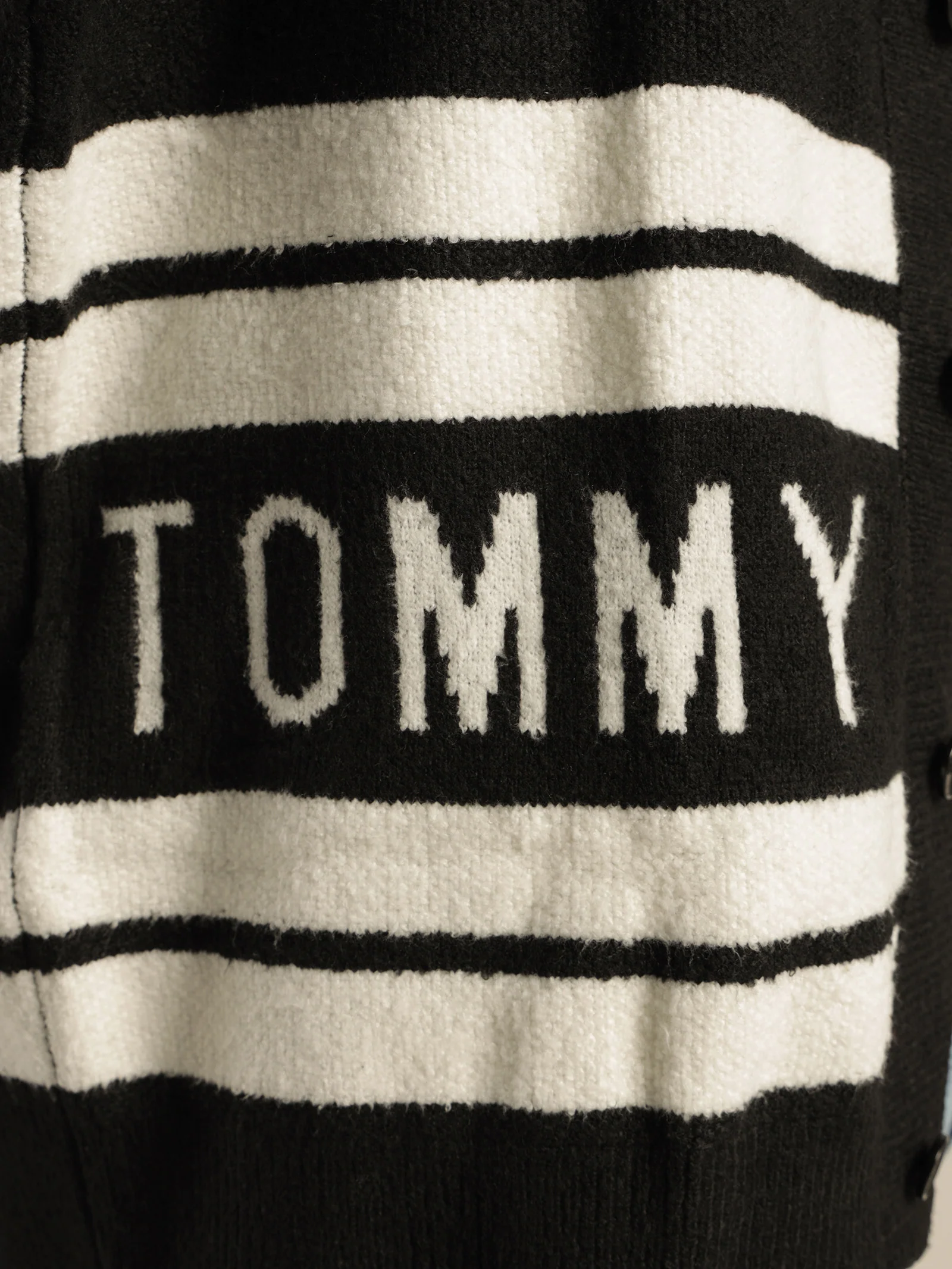 Stripe Intarsia Logo V-Neck Cardigan - Image 5