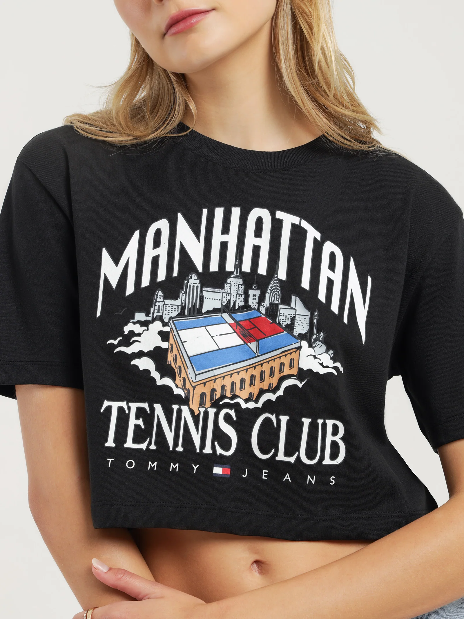 Super Crop Tommy Jeans Tennis Short Sleeve T-Shirt - Image 5