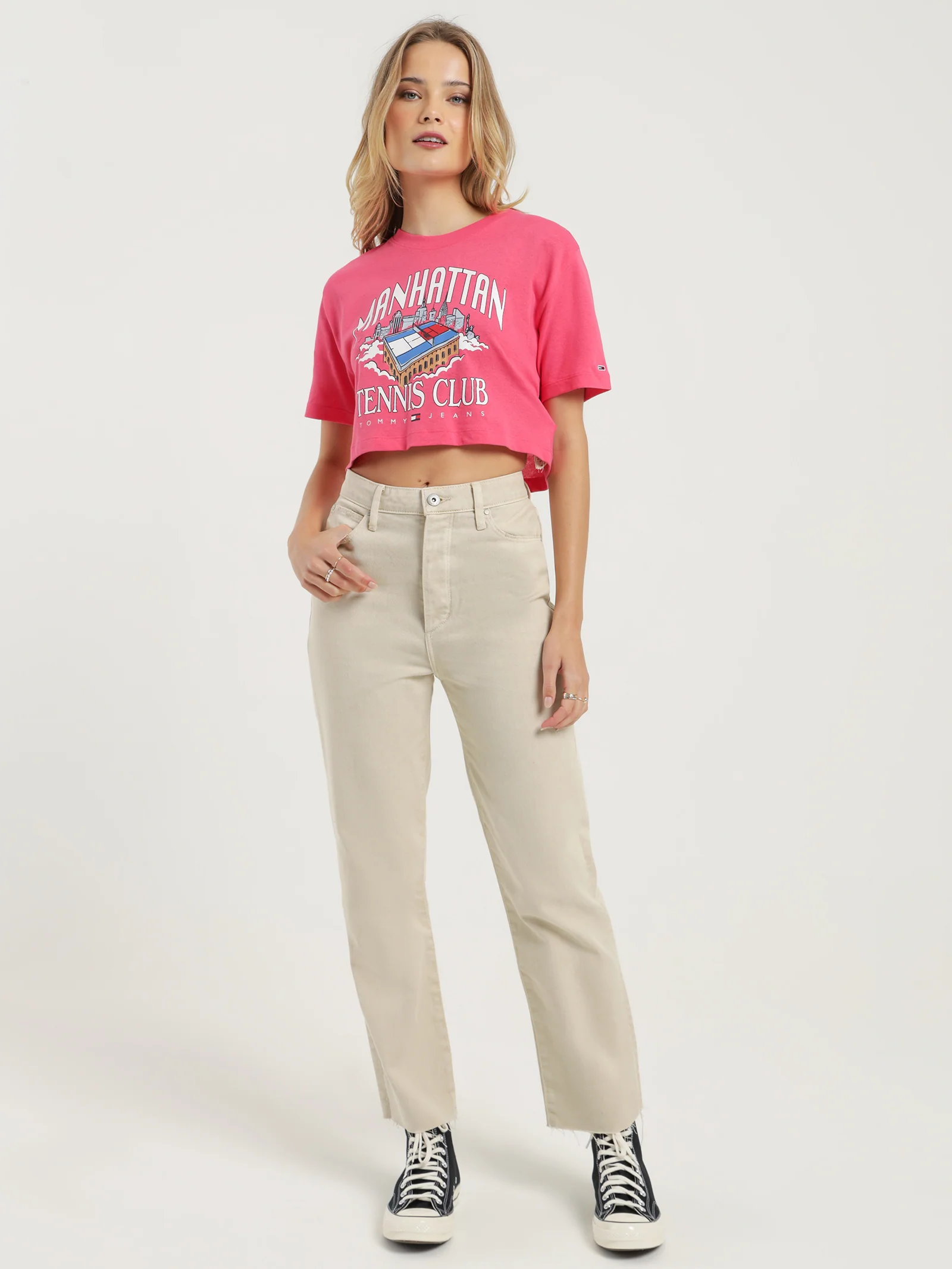 Super Crop Tommy Jeans Tennis Short Sleeve T-Shirt - Image 2
