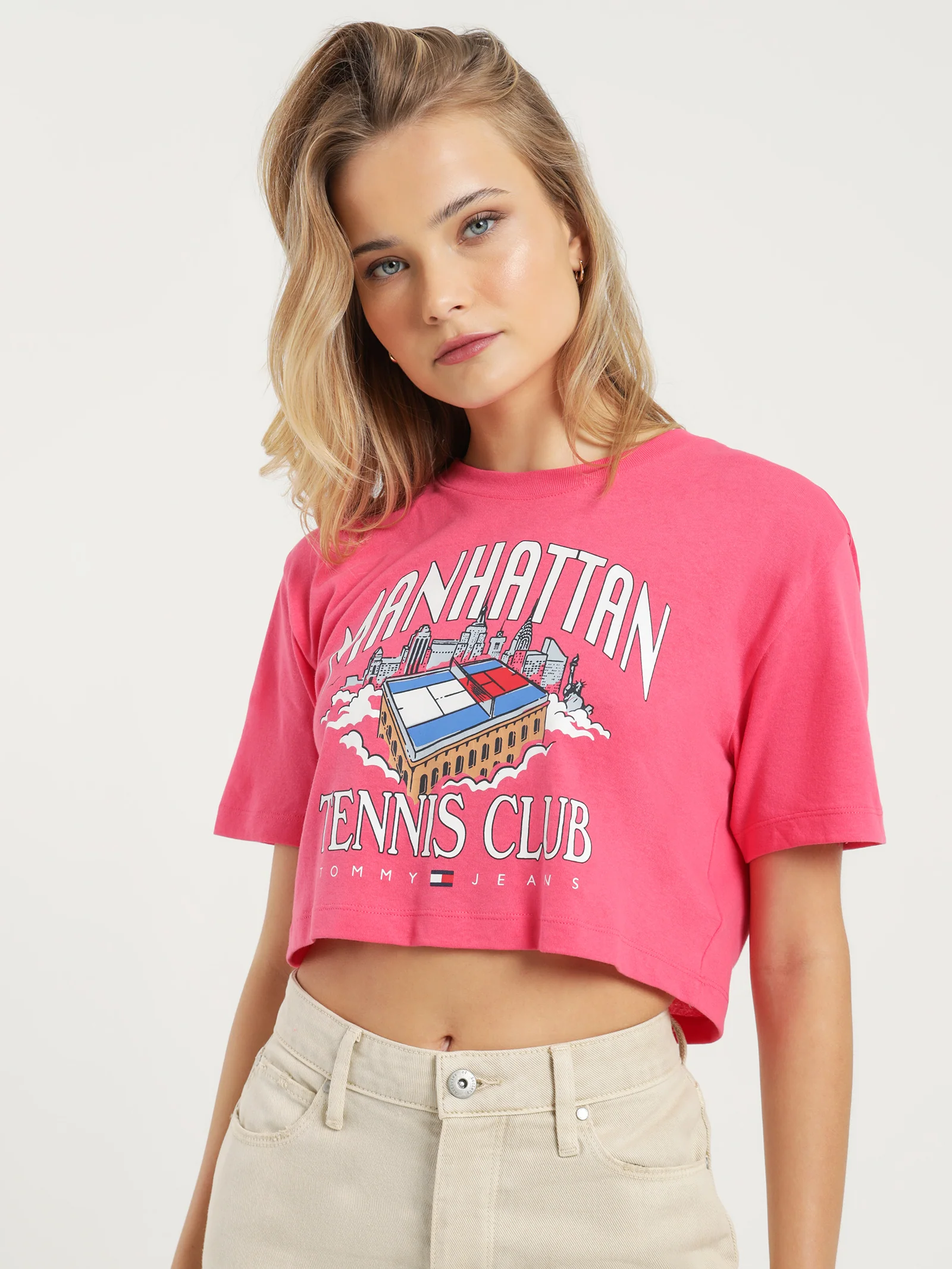 Super Crop Tommy Jeans Tennis Short Sleeve T-Shirt - Image 3