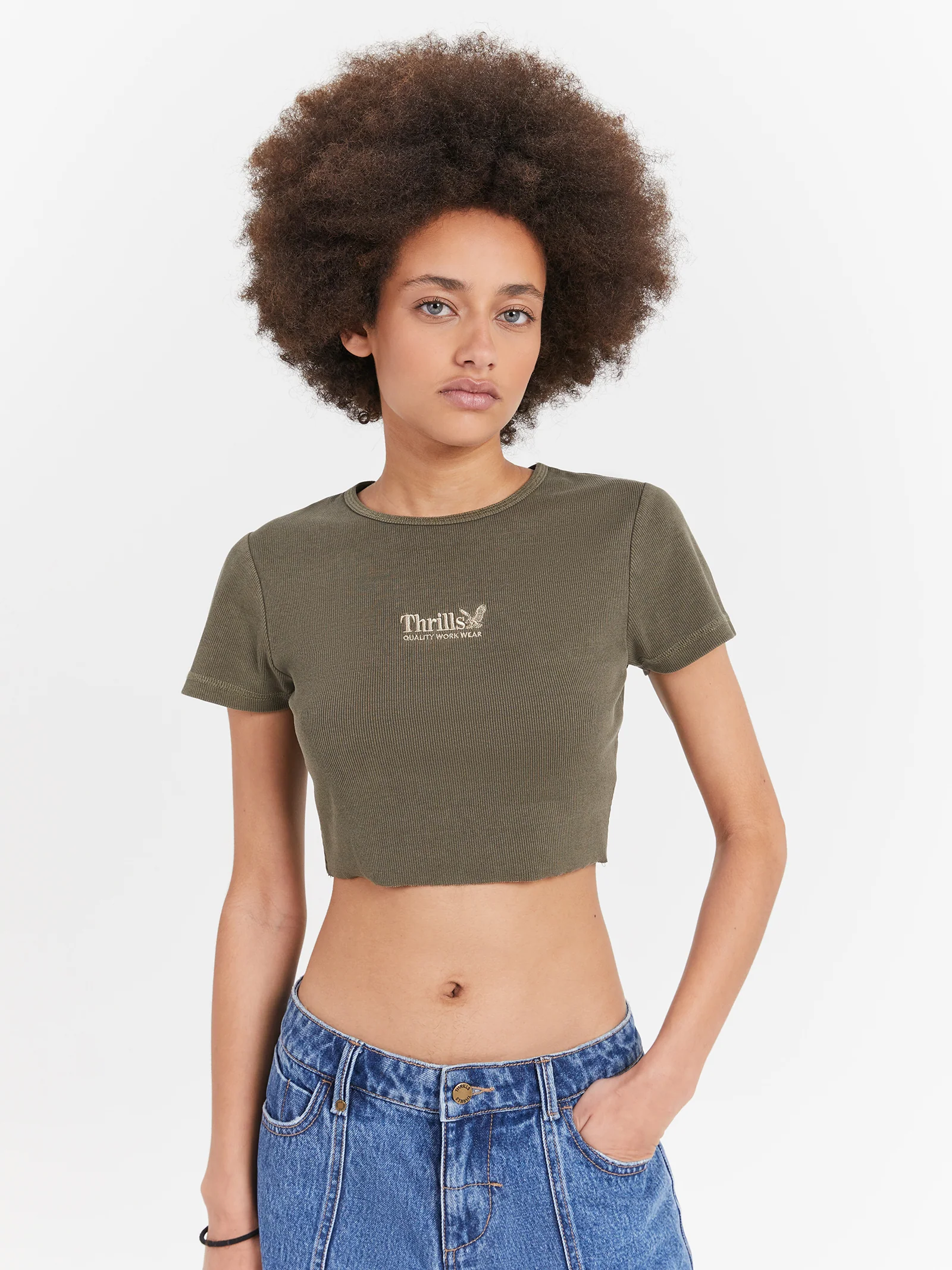 Thrills Workwear Baby Crop T-Shirt - Image 3