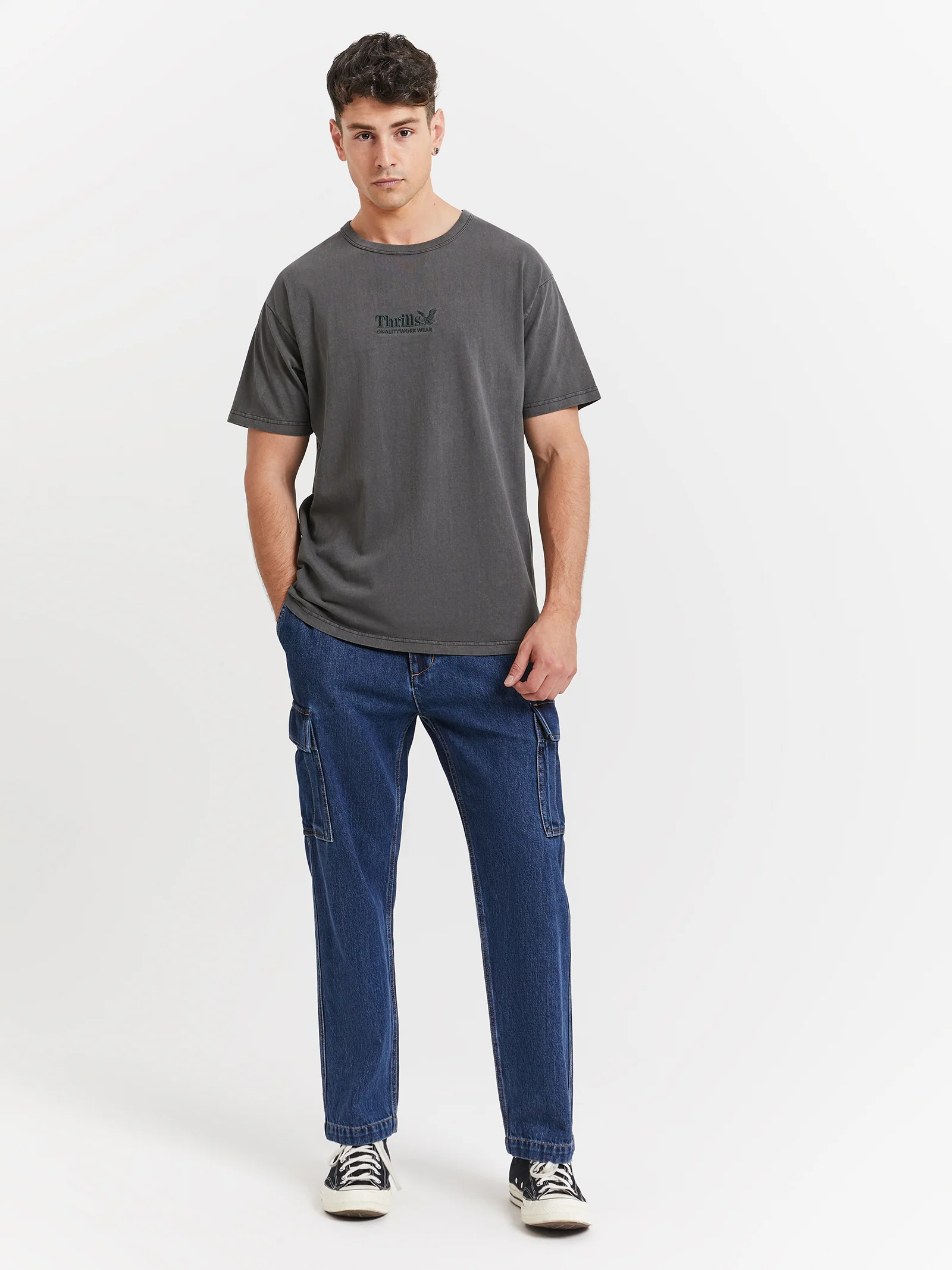 Thrills Workwear Embro Box Fit T-Shirt - Image 2