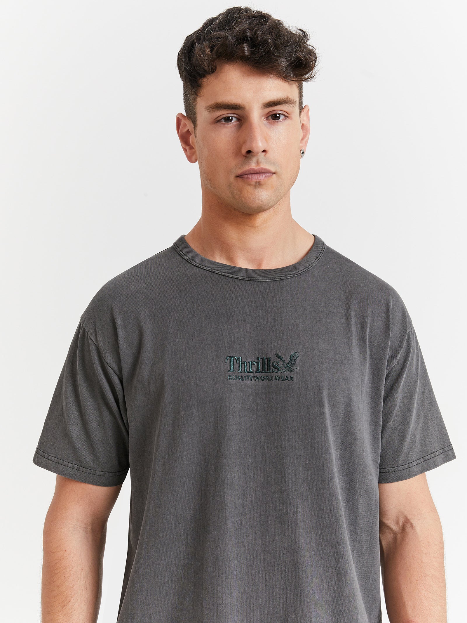 Thrills Workwear Embro Box Fit T-Shirt - Image 3