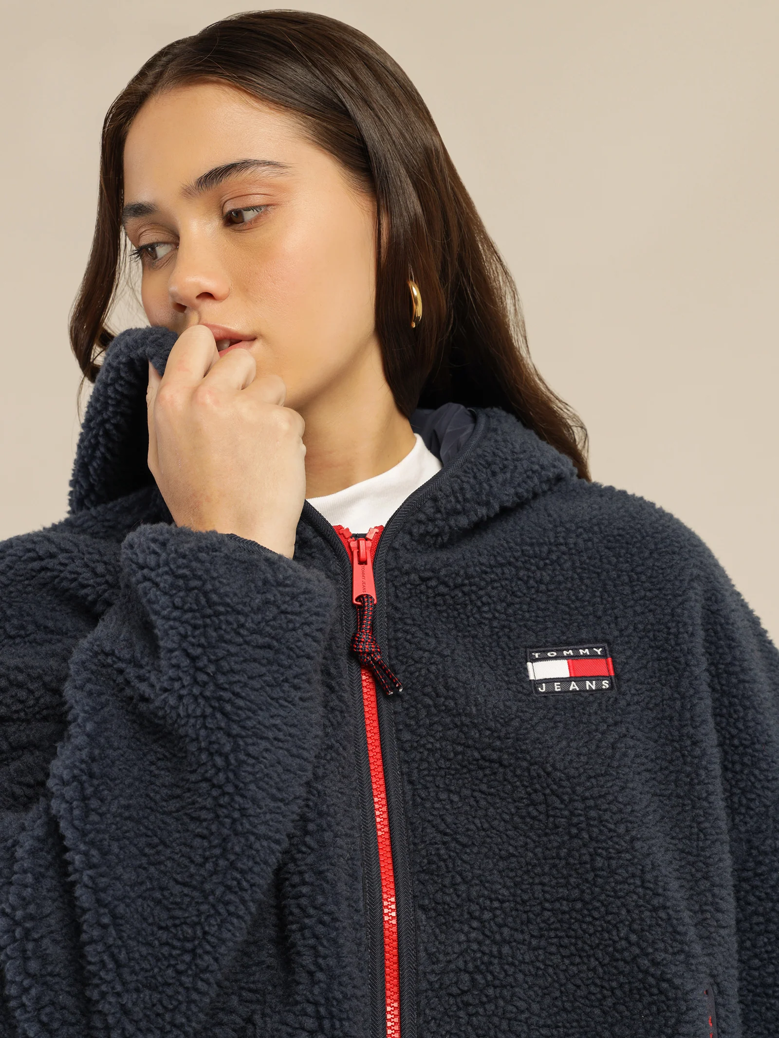 Tommy Badge Sherpa Hooded Jacket - Image 5